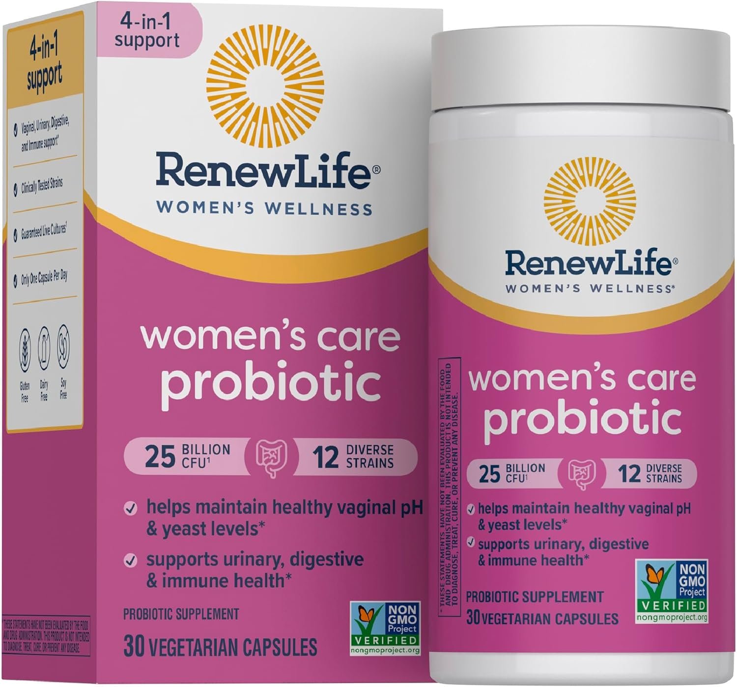 Renew Life Women’s Probiotic | 25 Billion CFU | 30 Vegetarian Capsules | Supports Urinary, Digestive, and Immune Health | Dairy, Soy and Gluten-Free Supplement