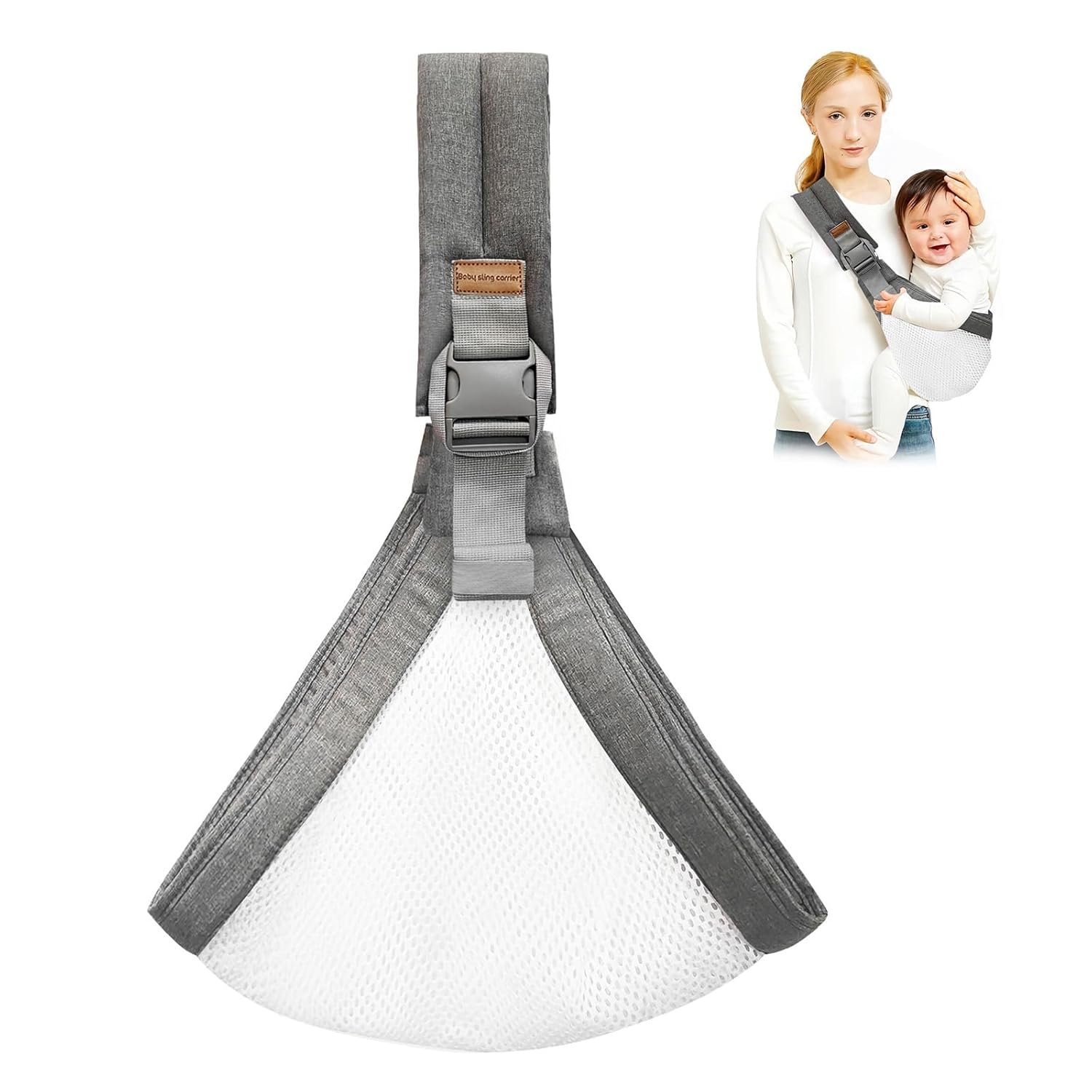 Baby Sling Carrier,Toddler Carrier,2026 New Baby Sling,Breathable and Adjustable Sling,Non-Slip Hip Seat Carrying 10-30lbs(Mesh,Grey)