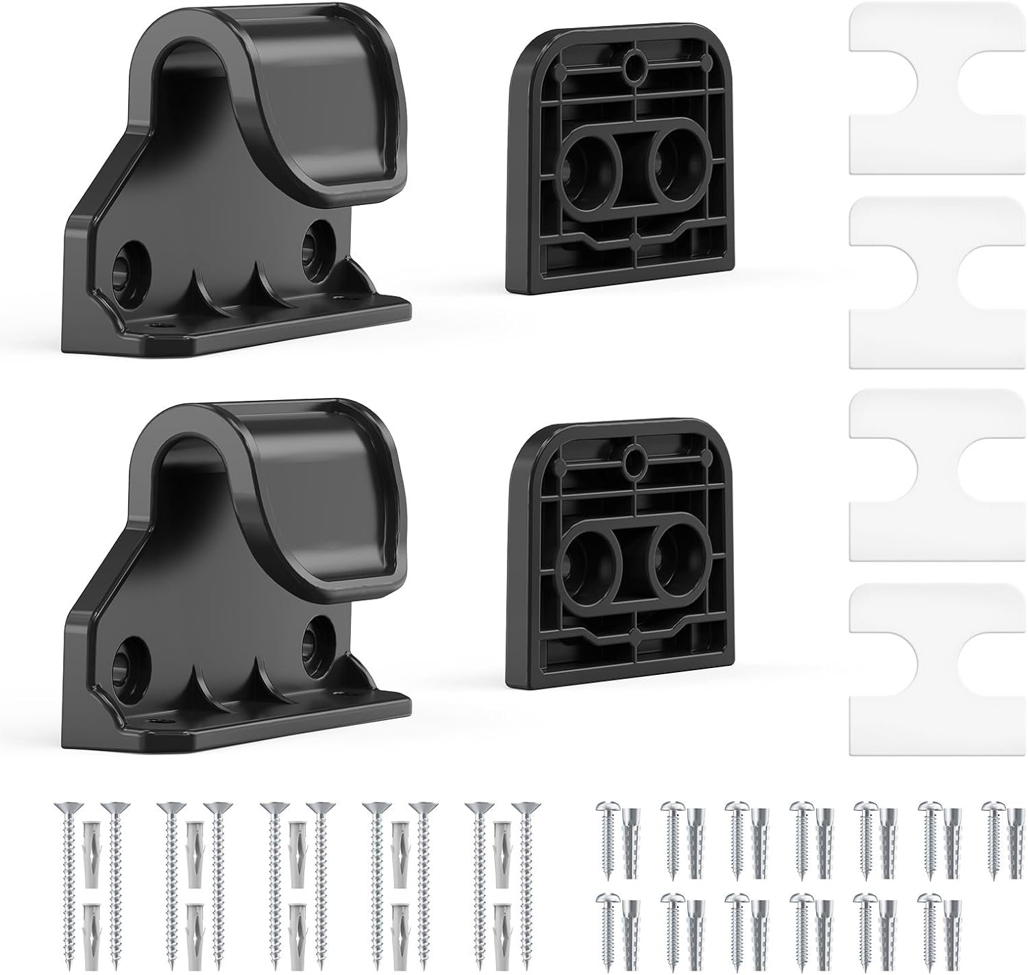 EZIGO Retractable Baby Gates Replacement Parts, Full Set Wall Mounting Accessories Including Brackets, Latches, Screws for 100/120 inch Extra Wide Baby Gate Mesh Gate Retractable Dog Gate, Black