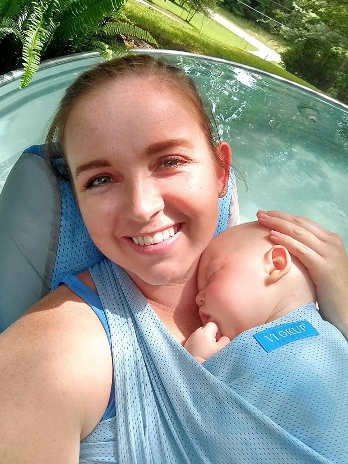 Breathable Mesh Baby Wrap Carrier for Infant and Toddler, Lightweight Quick Dry Baby Sling Wrap for Warm Weather, 5M Long x 0.5M Wide, Travel and Daily Babywearing, Lakeblue