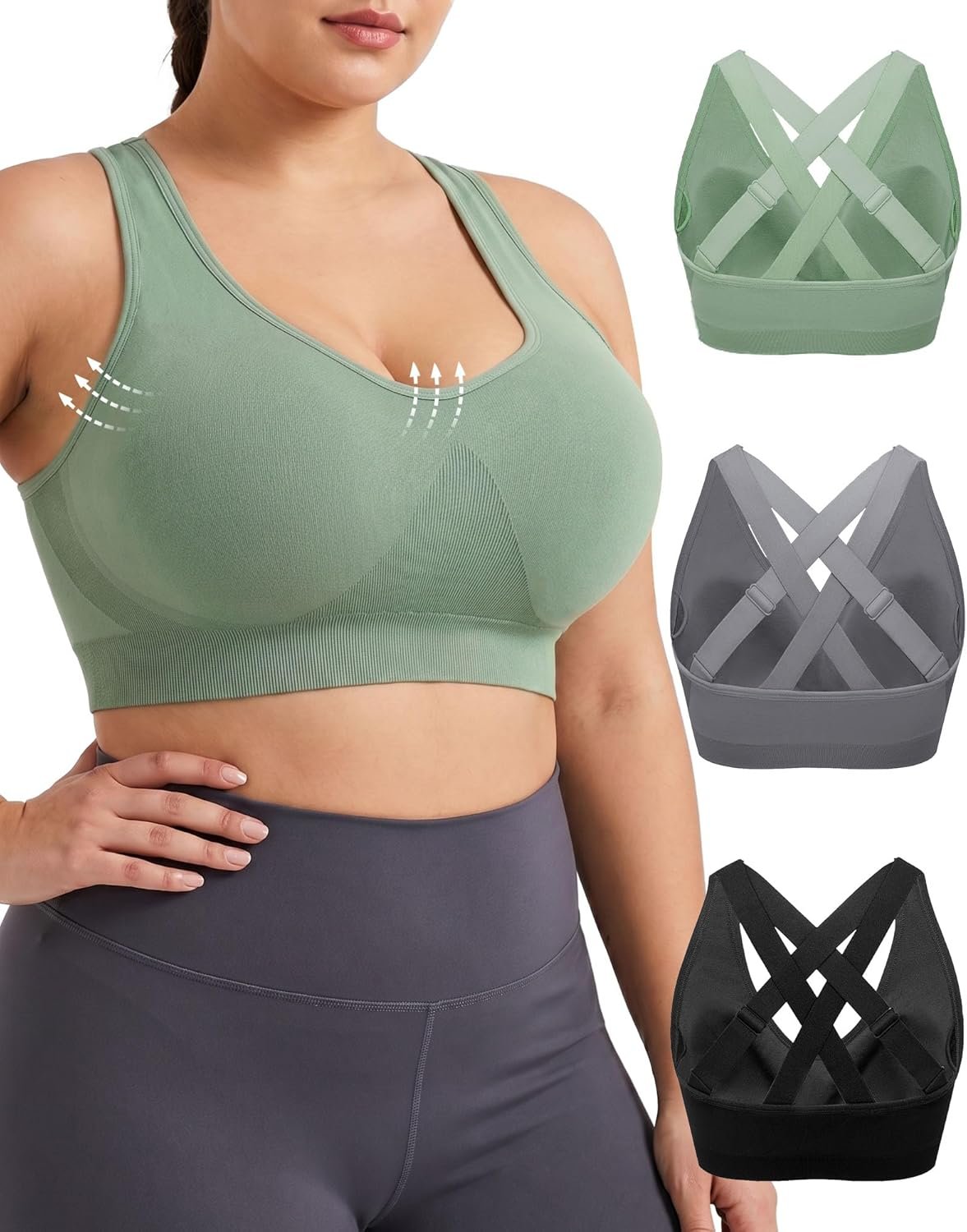 FITTIN Adjustable Sports Bra for Large-Bust: Adjust Your Support for Different Workouts – Full Coverage for Plus Size Women