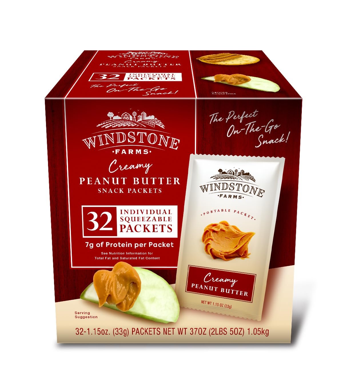 Windstone Farms Creamy Peanut Butter Portable Packets 1.15oz (32ct)