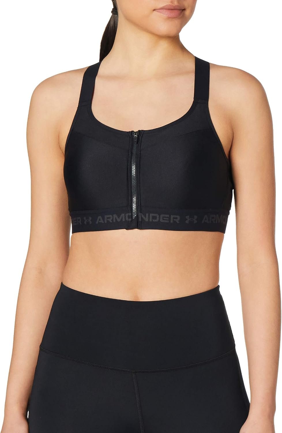 Under Armour Women’s Armour High Crossback Zip Bra , Black (001)/Jet Gray , 34A
