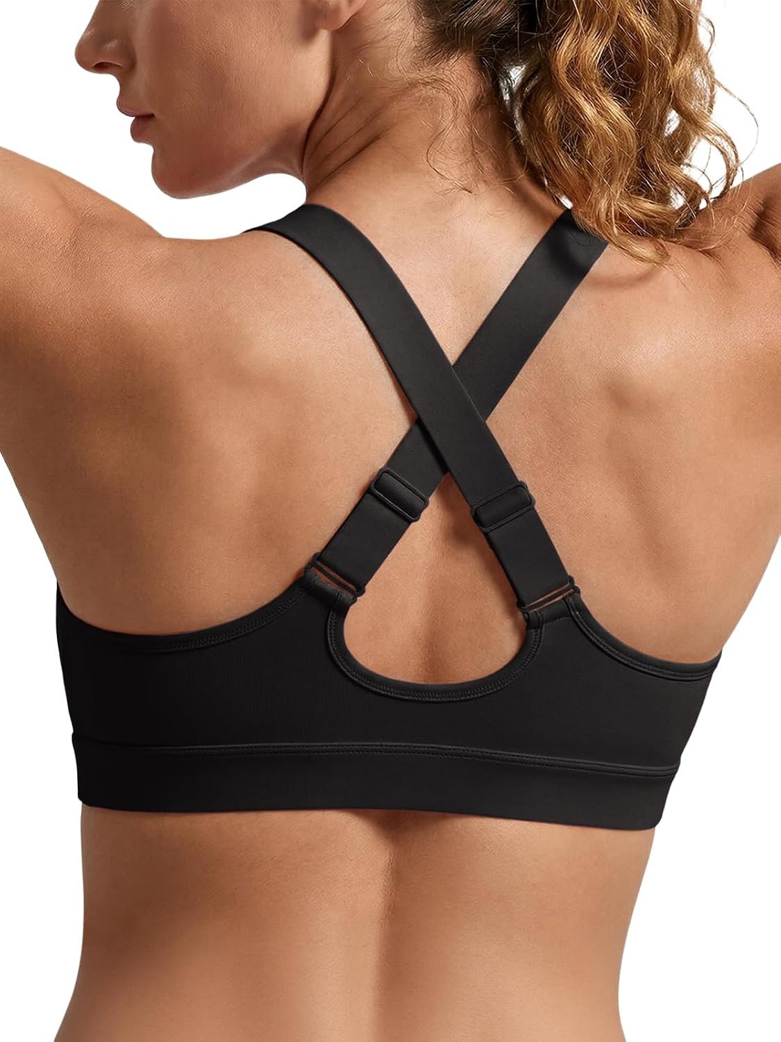 Aoysky Womens Criss Cross Back Sports Bras Racerback V Neck Adjustable Straps Medium Support Yoga Workout Crop Top