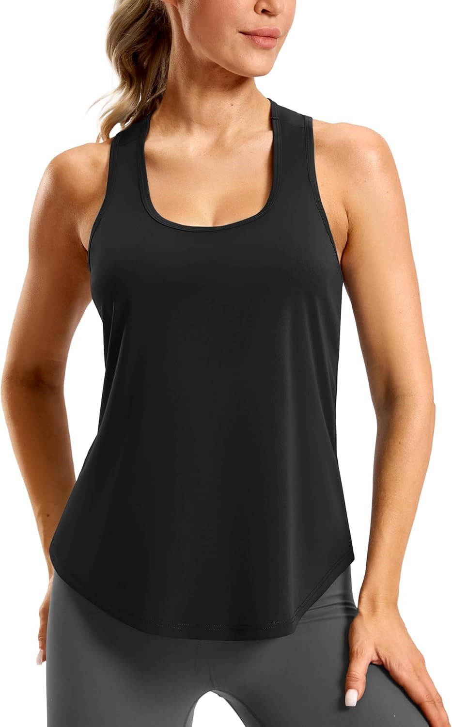 SANTINY Women’s Racerback Workout Tops Lightweight Gym Yoga Tennis Sleeveless Shirts Scoop Neck Running Athletic Tank Tops