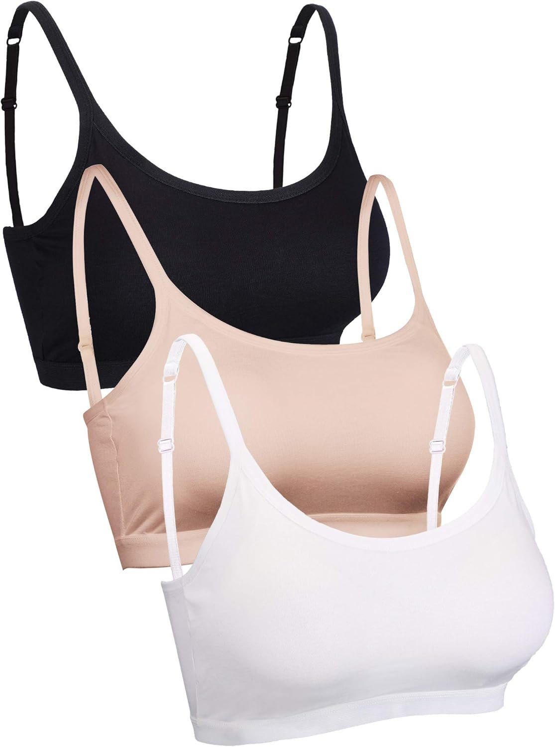 Blulu 3/6 Pieces Mini Camisole Bra Wireless Padded Bra Sport Cami Bralette with Adjustable Straps for Women Girls