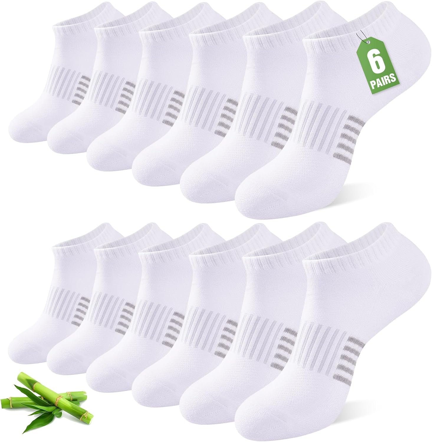 Ankle Socks for Women, 6/12 Pairs Bamboo Viscose Breathable Cushioned Moisture Wicking Athletic Running Casual Low Cut Socks