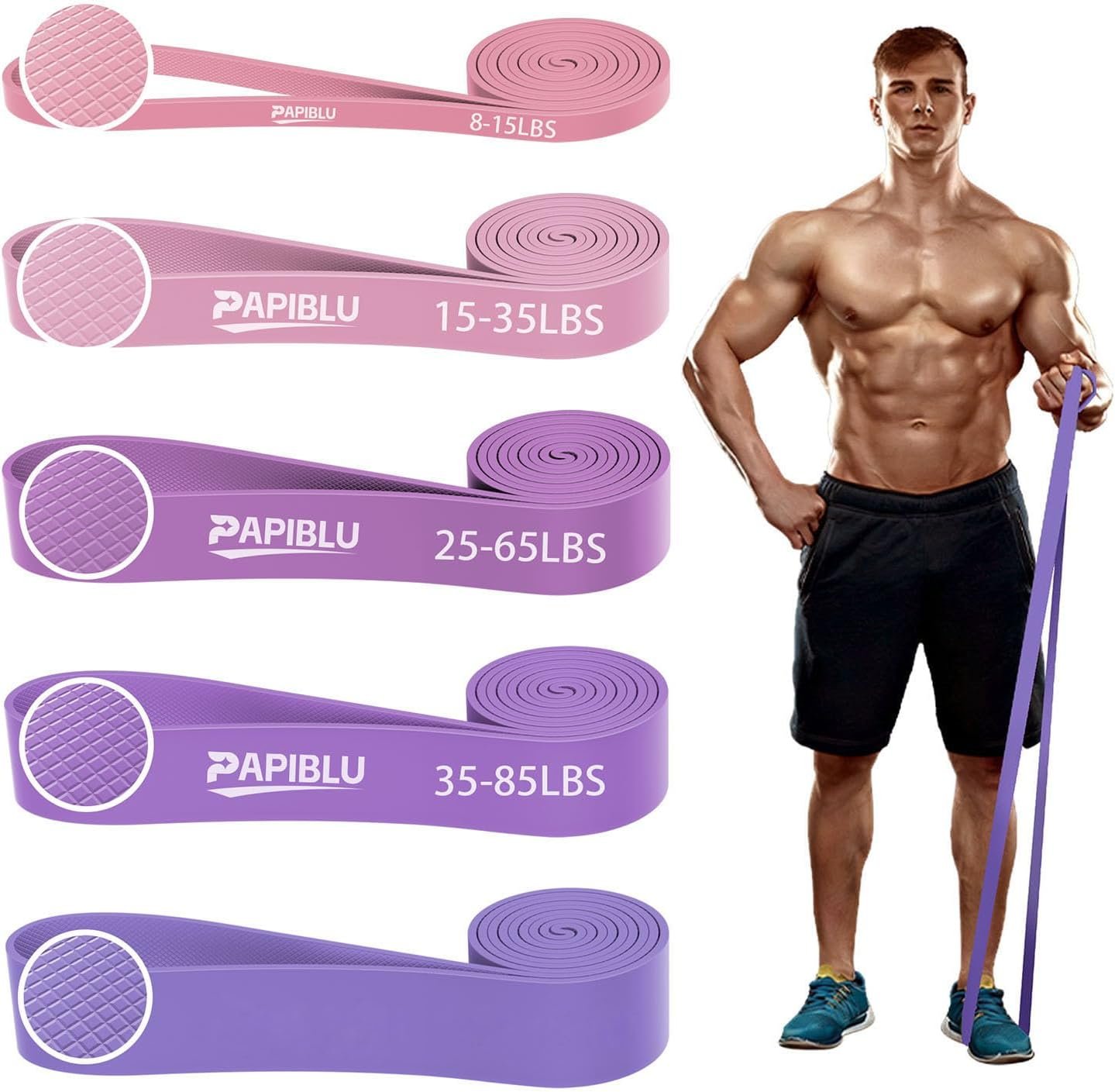 Pull Up Bands, Resistance Bands Set for Pull-Up Assistance, Exercise Bands with Door Anchor & Grip Pads for Men & Women Working Out, Physical Therapy, Muscle Training