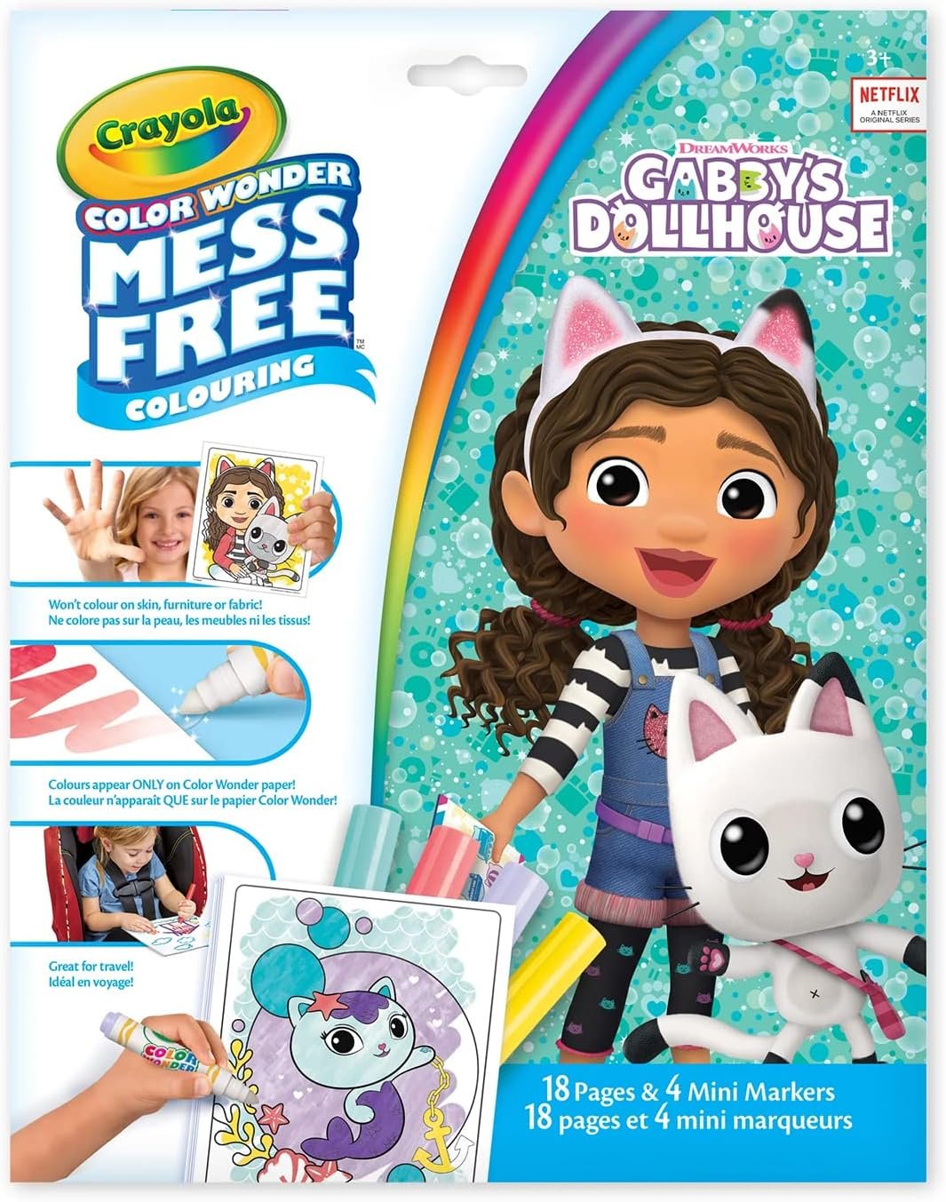 Crayola Colouring Pages & Mini Markers, Gabby’s Dollhouse, Color Wonder Mess-Free