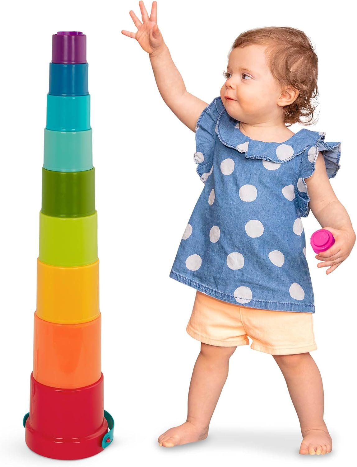 Battat – Stacking Toy – Educational & Dexterity Toy – Nesting Cup Playset – Water & Beach Toys – 18+ Months – Stack Up Cups, Medium, 10 Pieces Set