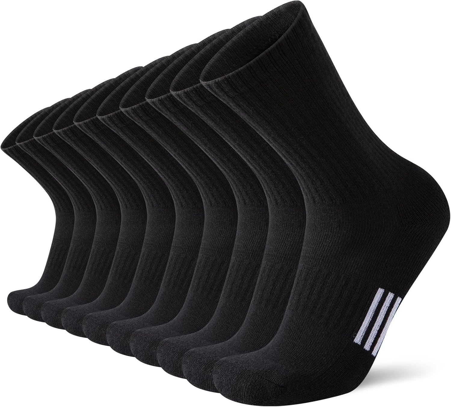 Heatuff Womens Crew Socks Cotton Running Cushion Athletic Calf Long Socks for Women 5 Pairs