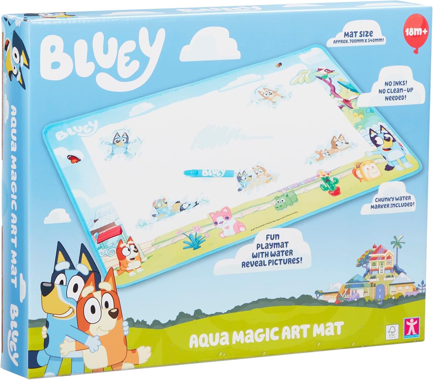 BLUEY AQUAMAGIC Art MAT, Preschool Toys, Mess Free Creative Play, Gift for 2-5 Year Old
