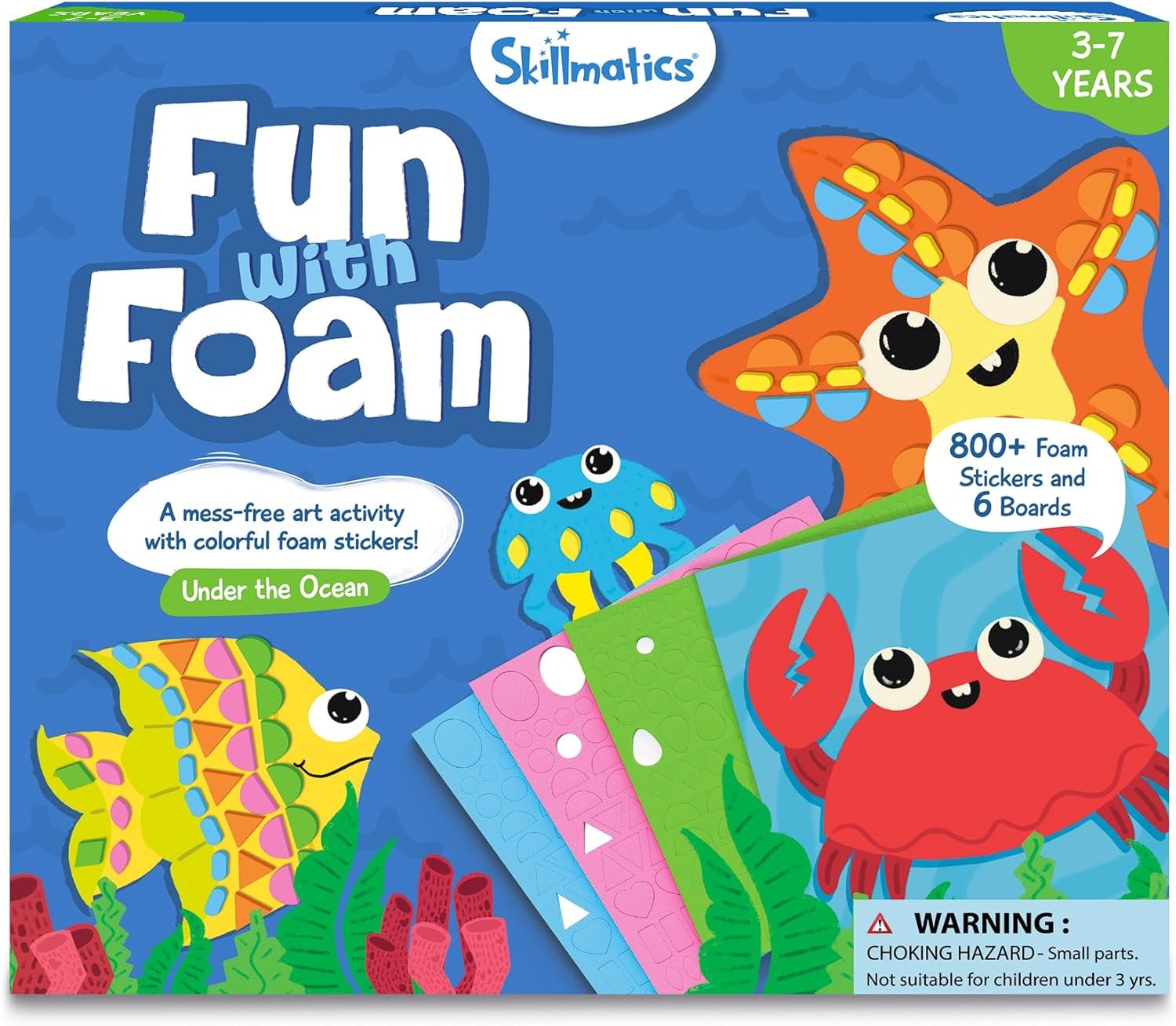 Skillmatics Foam Sticker Art Activity – Under The Ocean, Mess-Free Fun for Kids, 800+ 3D Foam Stickers, DIY Felt Craft Kits, Gifts for Girls & Boys Ages 3, 4, 5, 6, 7