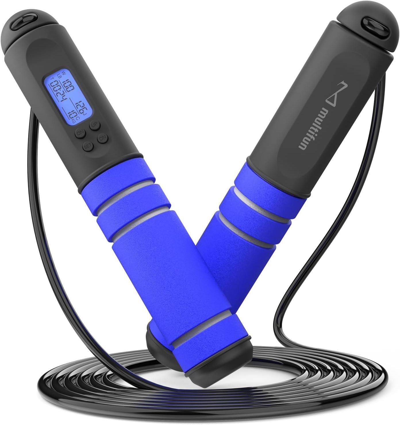 multifun Digital Jump Rope with Smart Counter & Timer – Adjustable Speed Skipping Rope for Fitness, Weight Loss, Boxing, MMA – Tangle-Free Ball Bearings & Anti-Slip Handles for Men, Women, Kids.(Check 2026 New Evolution for 3s Rope Swap)