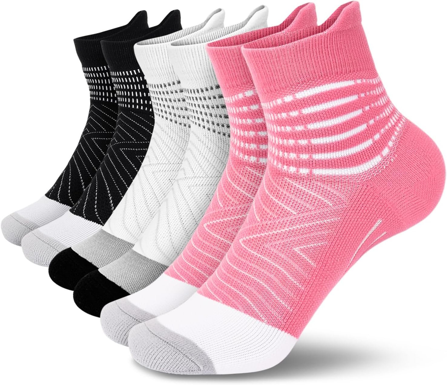 IRAMY Compression Ankle Support Socks Women – Wicking, Cushioned Athletic, Plantar Fasciitis Relief 2/3/6 Pairs