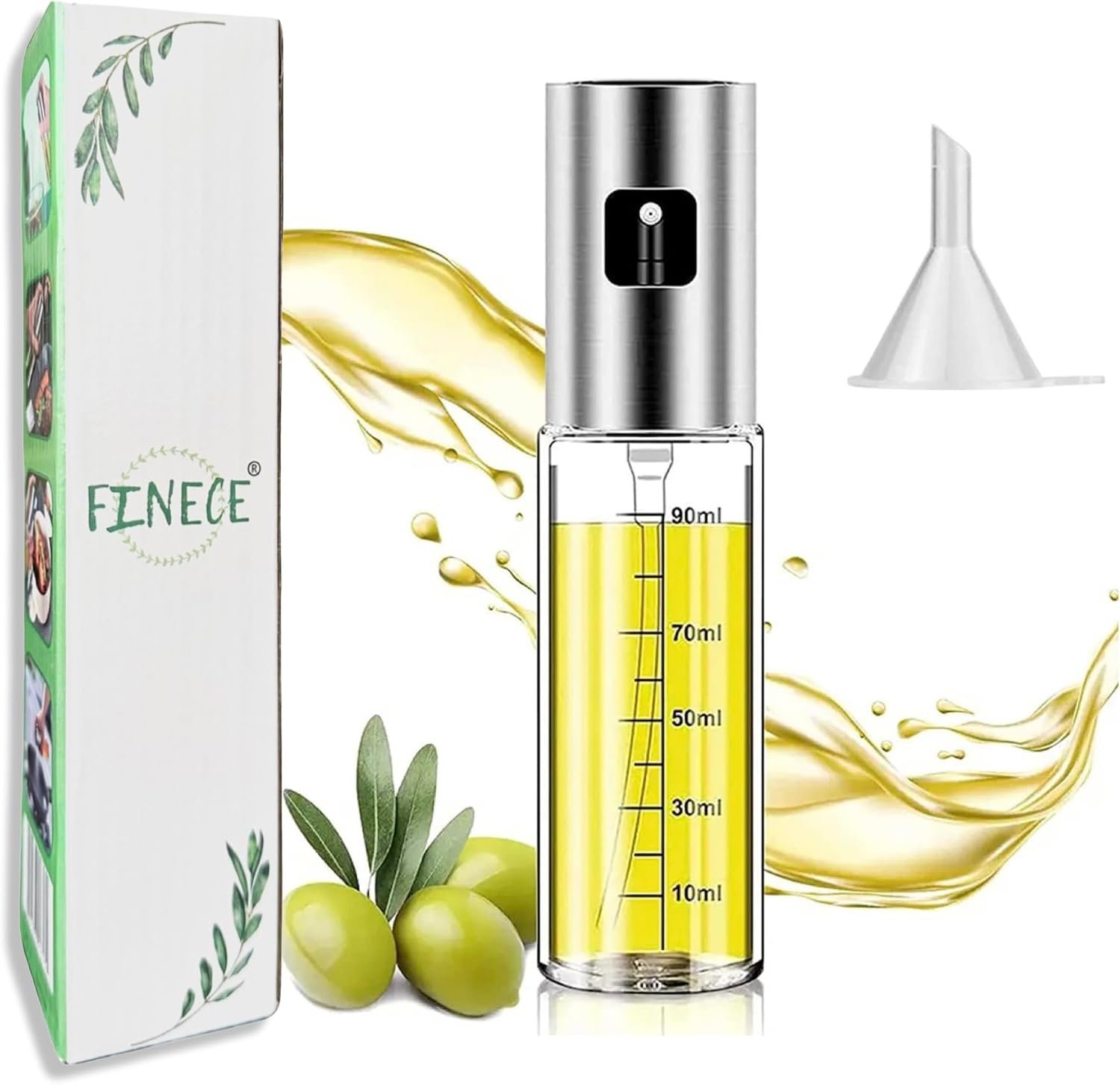 Oil Sprayer for Cooking, 100ml Olive Oil Sprayer Mister for Air Fryers, Oil Spray Bottle, Vinegar Soy Sauce Dispenser, Oil Mister with Stainless Steel Cap, for Baking Roasting Frying Use