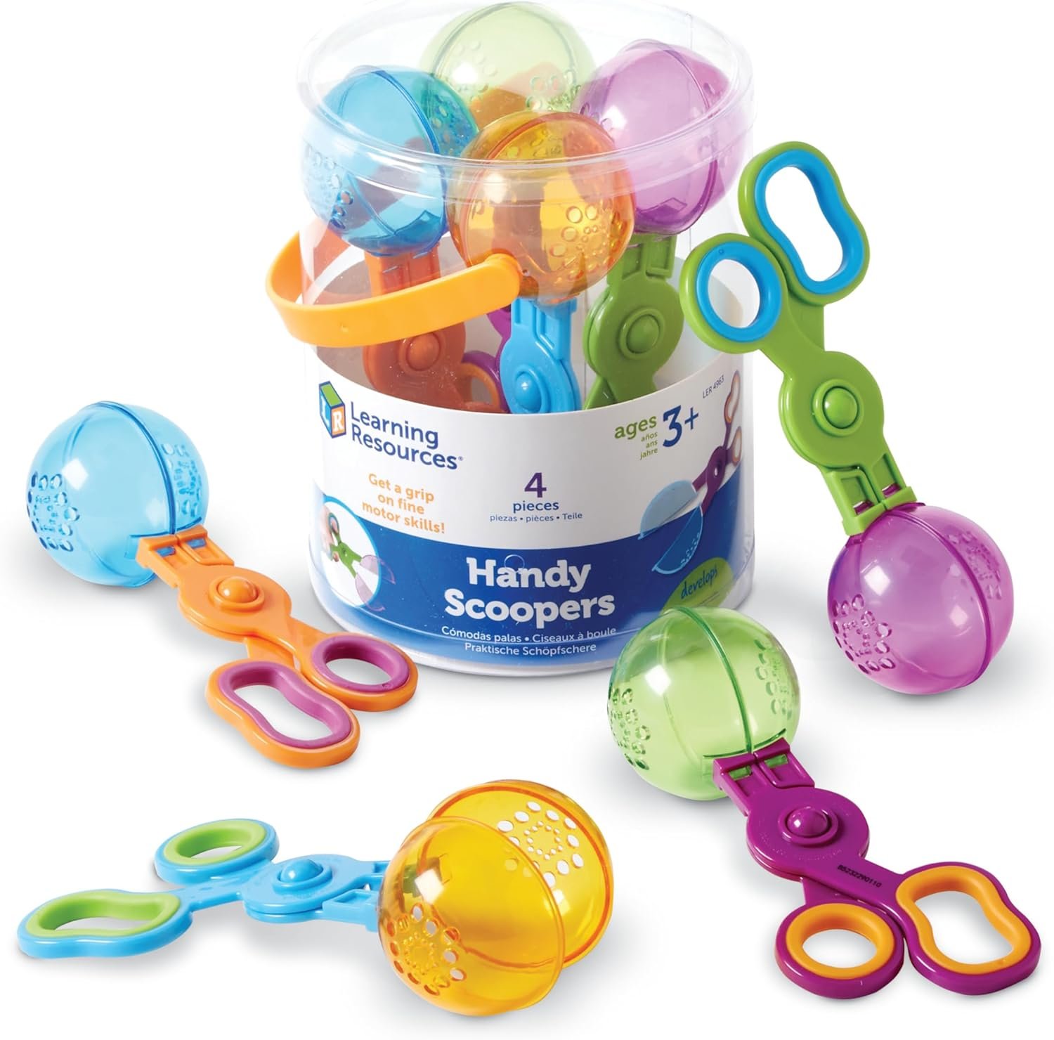 Learning Resources Handy Scoopers – Sensory Bin Sand Toys, Fine Motor, Montessori Kids, Plastic Tweezers, Homeschool Preschool Supplies, Gifts for Boys and Girls