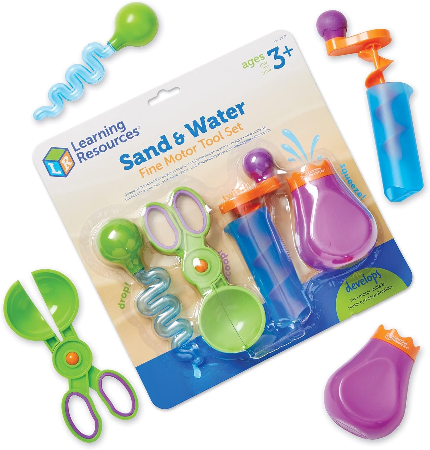 Learning Resources Sand & Water Fine Motor Set – Fidget Toys, Water Bin Play, Toddler Daycare Essentials Games Tools, Homeschool and Preschool, Montessori for Kids, Gifts for Boys and Girls