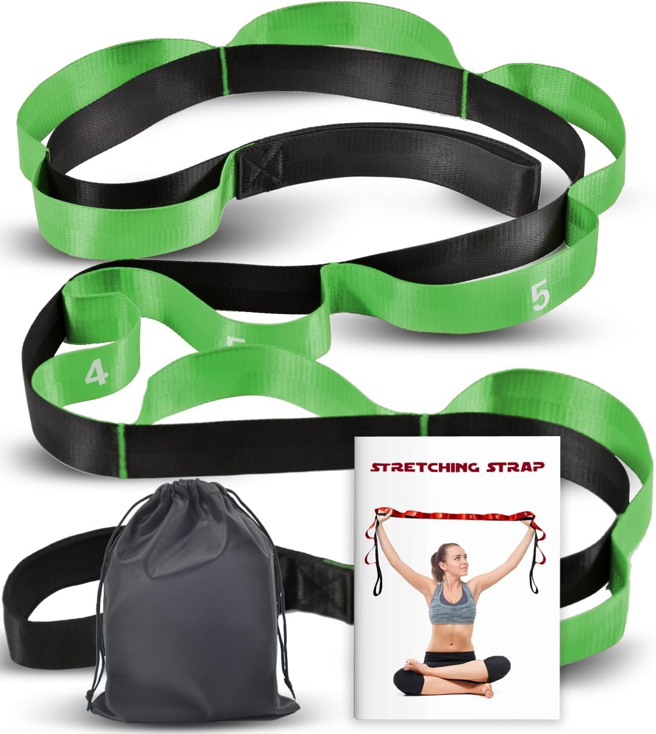 Acozycoo Stretching Strap with Loops for Physical Therapy,Yoga Strap for Stretching,Home Workout,Pilate & Flexibility Training,Non-Elastic Exercise Stretch Band for Hamstring,Leg Stretcher Belt,Flexibility Fascia