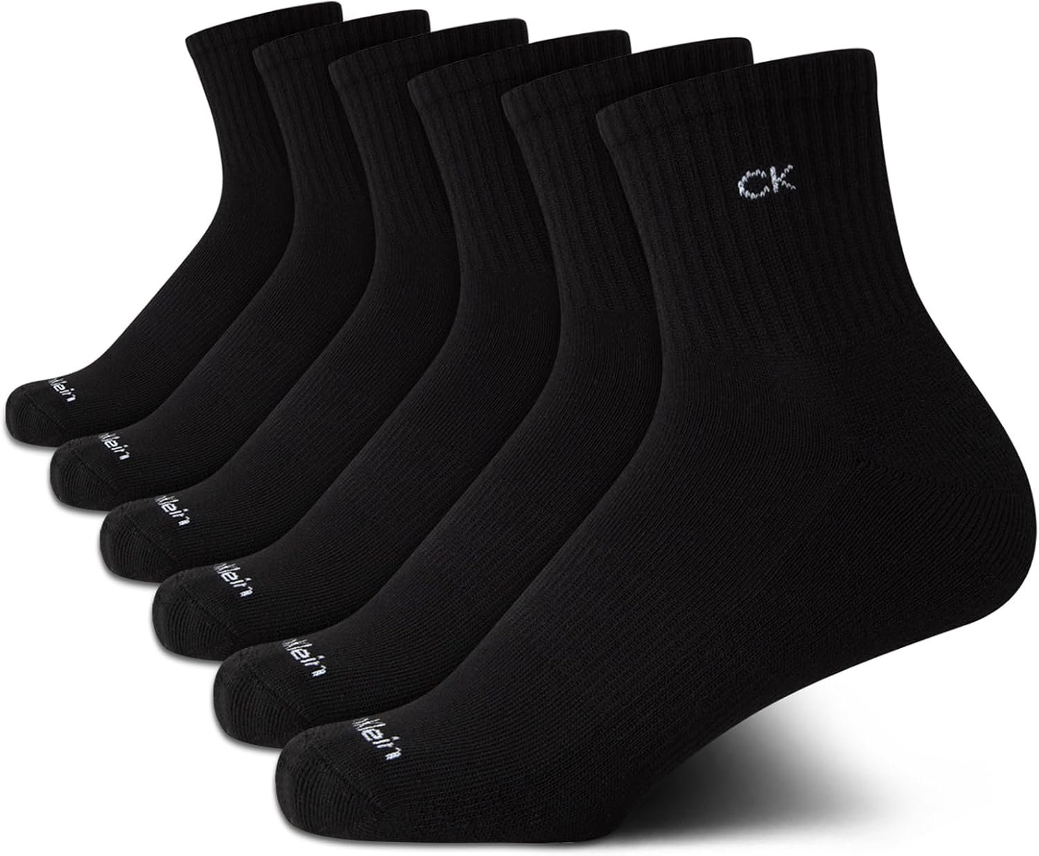 Calvin Klein Womens High Quarter Socks – 6 Pack Performance Cushioned Crew Cuffed Athletic Socks for Women with Arch Support