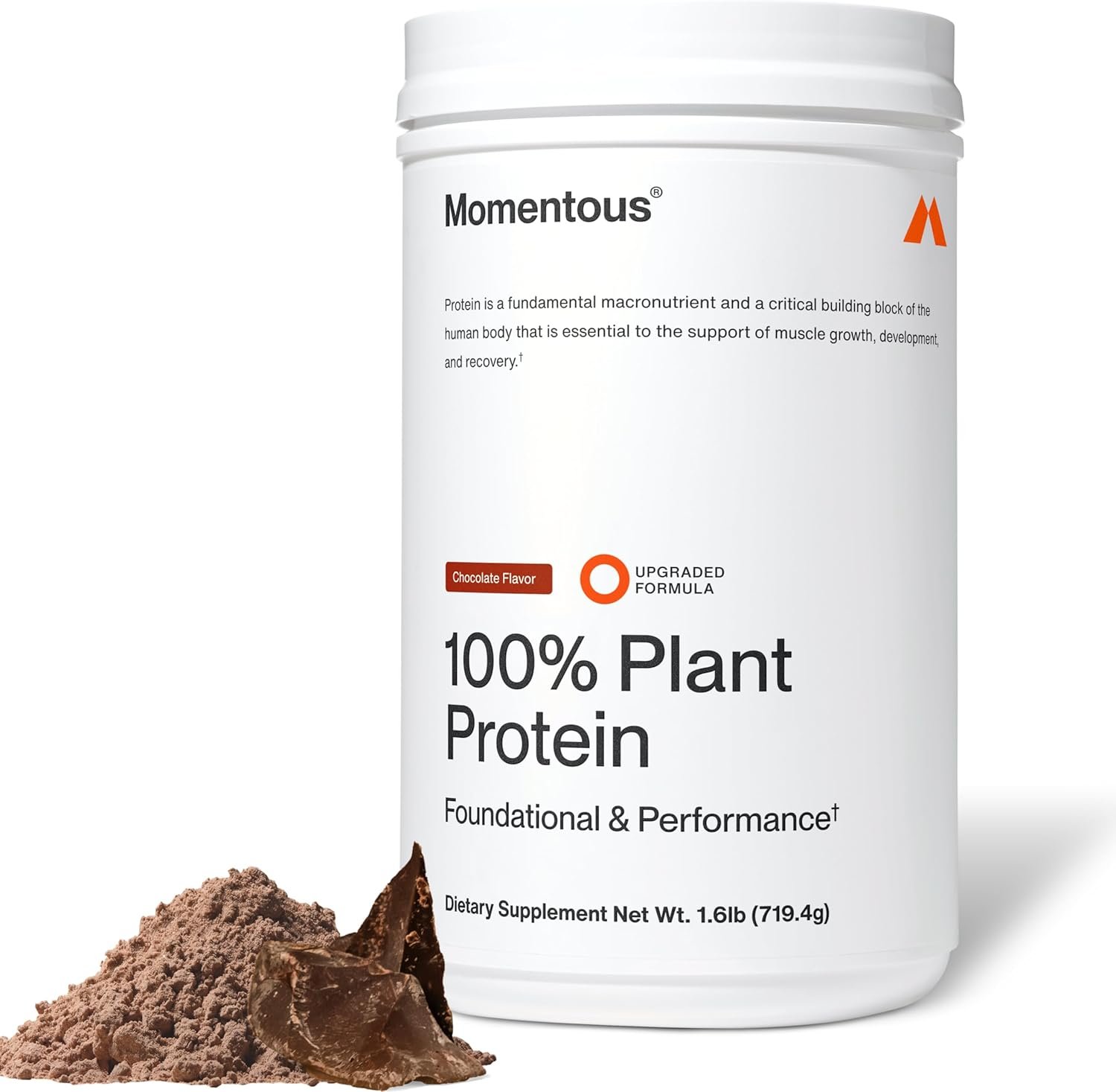 Momentous Vegan Protein Powder – 20 g Plant-Based Protein – NSF Certified for Sport – Gluten-Free – Non-GMO – 22 Servings for Essential Everyday Use – Chocolate