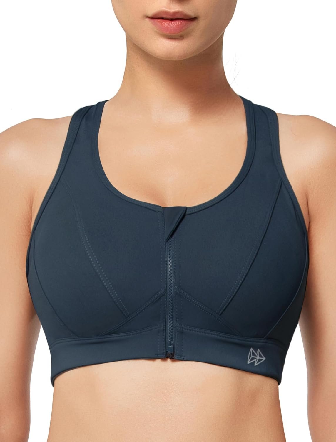 Yvette Zip Front Sports Bra – High Impact Sports Bras for Women Plus Size Workout Fitness Running