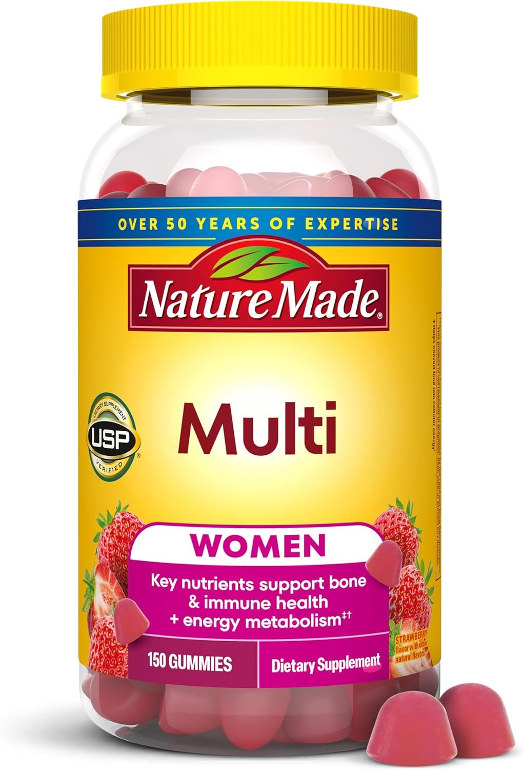 Nature Made Multivitamin For Women, Womens Gummy Multivitamins for Daily Nutritional Support, 150 Multi Vitamin Gummies, 75 Day Supply