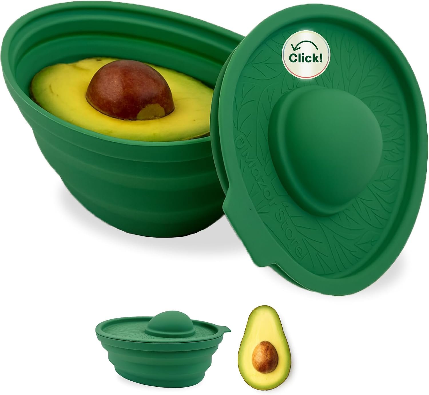 Avocado Saver | Avocado Keeper – Collapsible with Lid, Reusable, and Keeps Food Fresh – Multi-Use Fruit and Vegetables Saver, XL Half-Cut Container Storage for Fridge