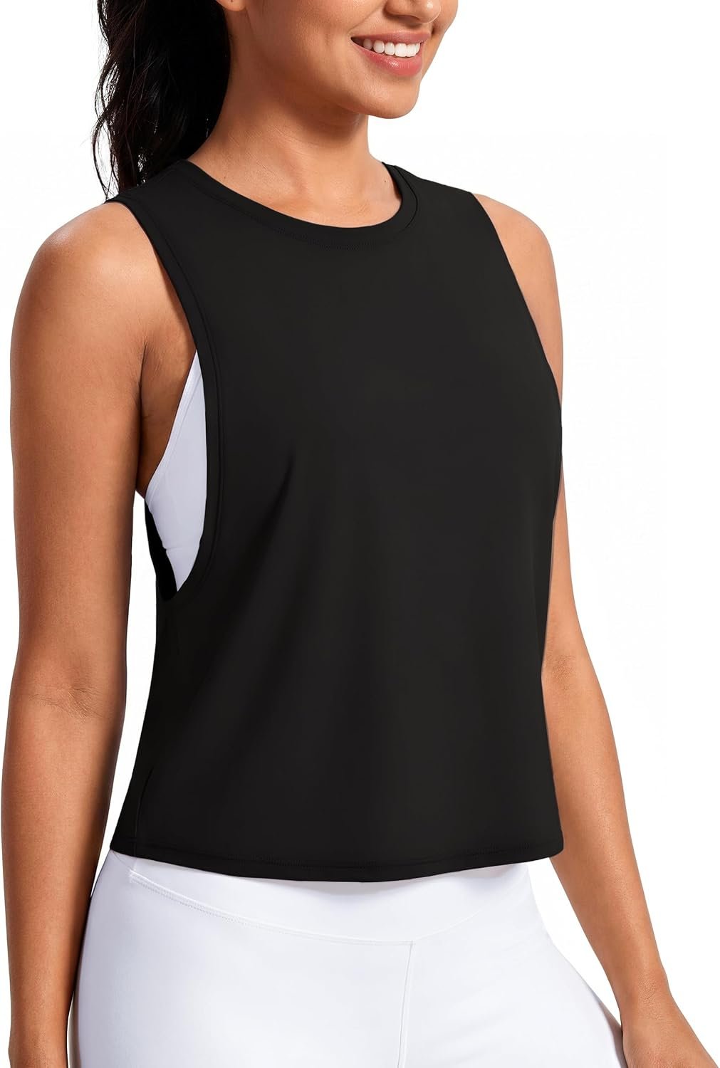 Workout Tank Tops for Women, Athletic Crop Top | UPF50+ Ice Silk Quick Dry Loose Fit Running Yoga Gym Shirts