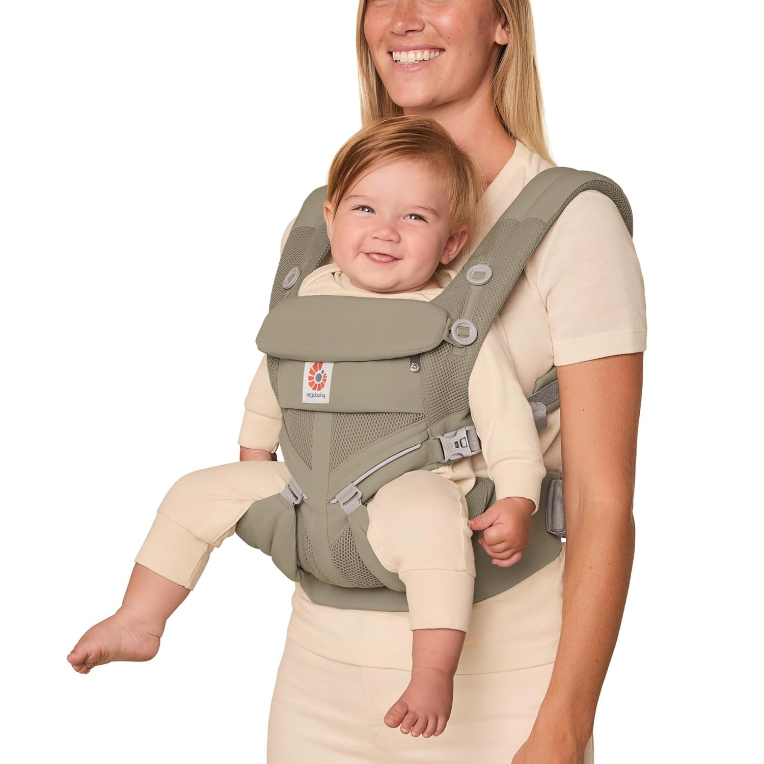 Ergobaby Omni Classic Baby Carrier for Newborn to Toddlers 0-48 Months (7-45 lbs) – 4-Position Breathable Mesh Baby Carrier with Ergonomic Support – Soft Olive