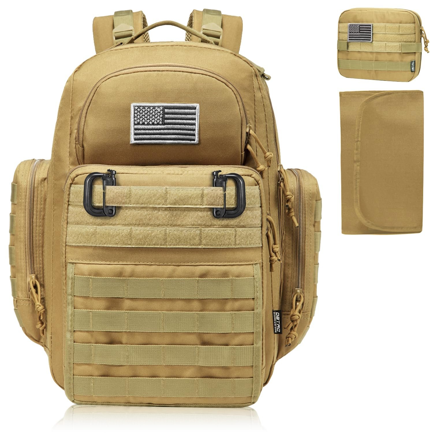 DBTAC Diaper Bag Backpack for Dad, Large Baby Nappy Bag for Men with Changing Mat, Insulated and Wipe Pockets, Stroller Straps, Brown