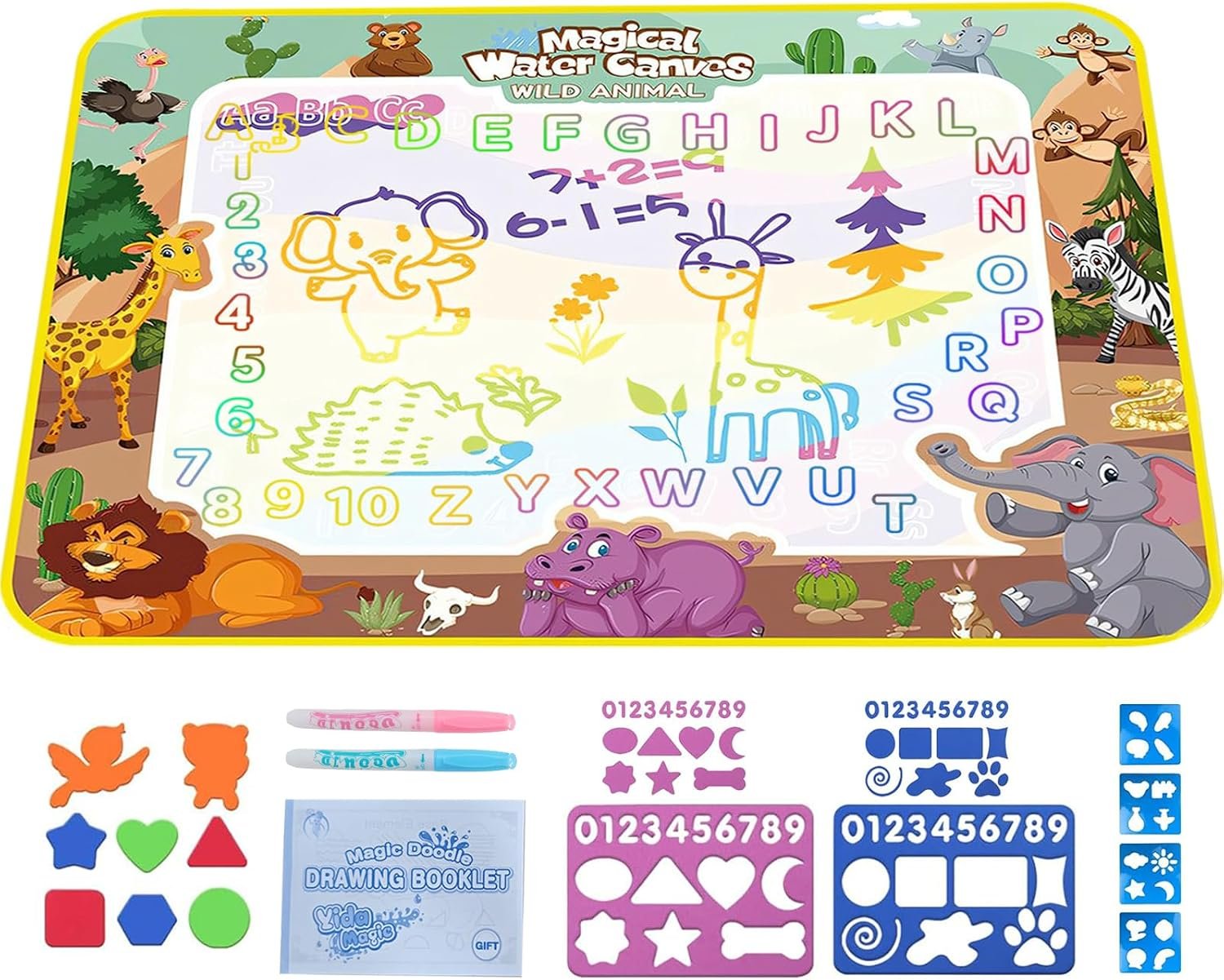 Water Doodle Mat for Toddlers, Magical Colourful, 31.5″×23.62″ Mess Free Coloring Mat, Educational Toy Gifts for Kids 3+ Year