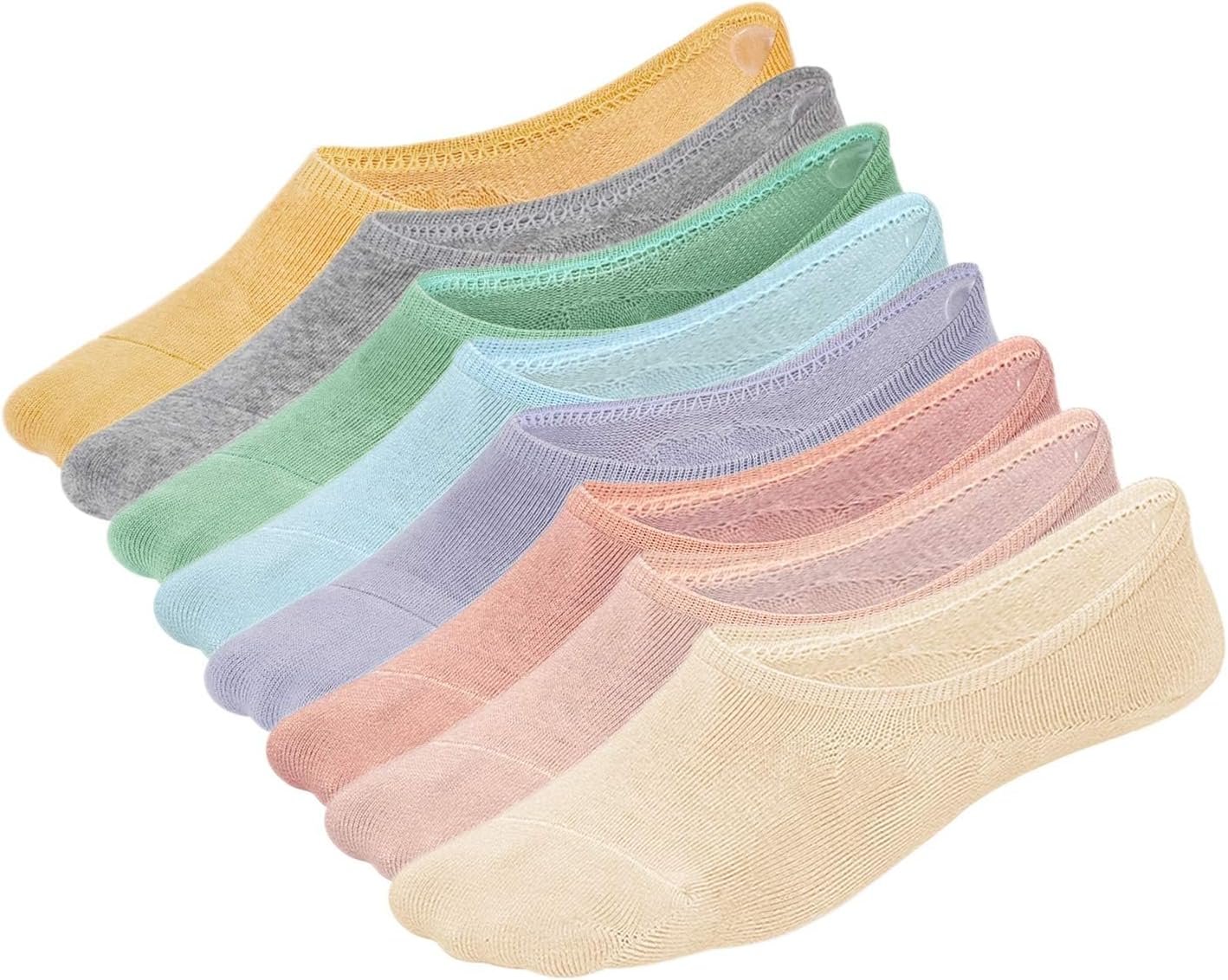 WHISPER DEER No Show Liner Socks Women – (Size 4-7/7-10/10-13) Low cut Invisible Cotton Sneaker Socks with Non Slip Grips
