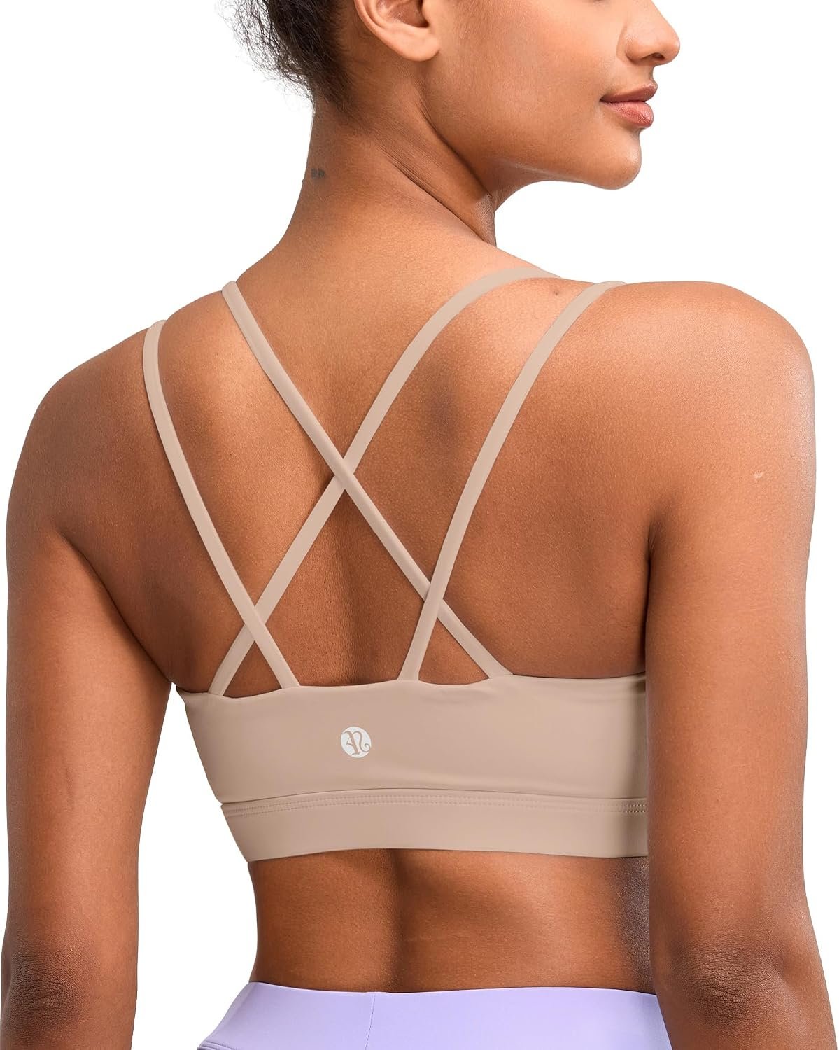 RUNNING GIRL High Impact Sports Bras for Women – Scoop Neck Strappy Sports Bra High Support Moulded Cup Workout Bra