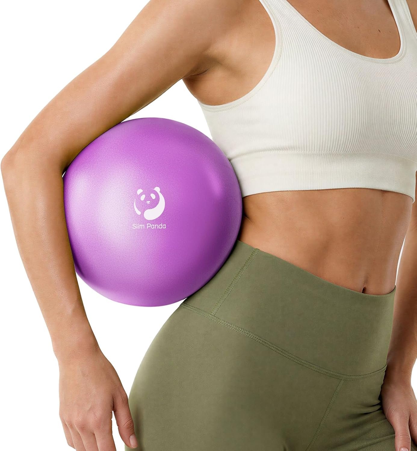 Slim Panda Pilates Ball, 9 Inch Small Exercise Ball, Anti Burst Mini Yoga Ball for Stability, Workout, Barre, Core Strength, Physical Therapy, Balance, Stretching