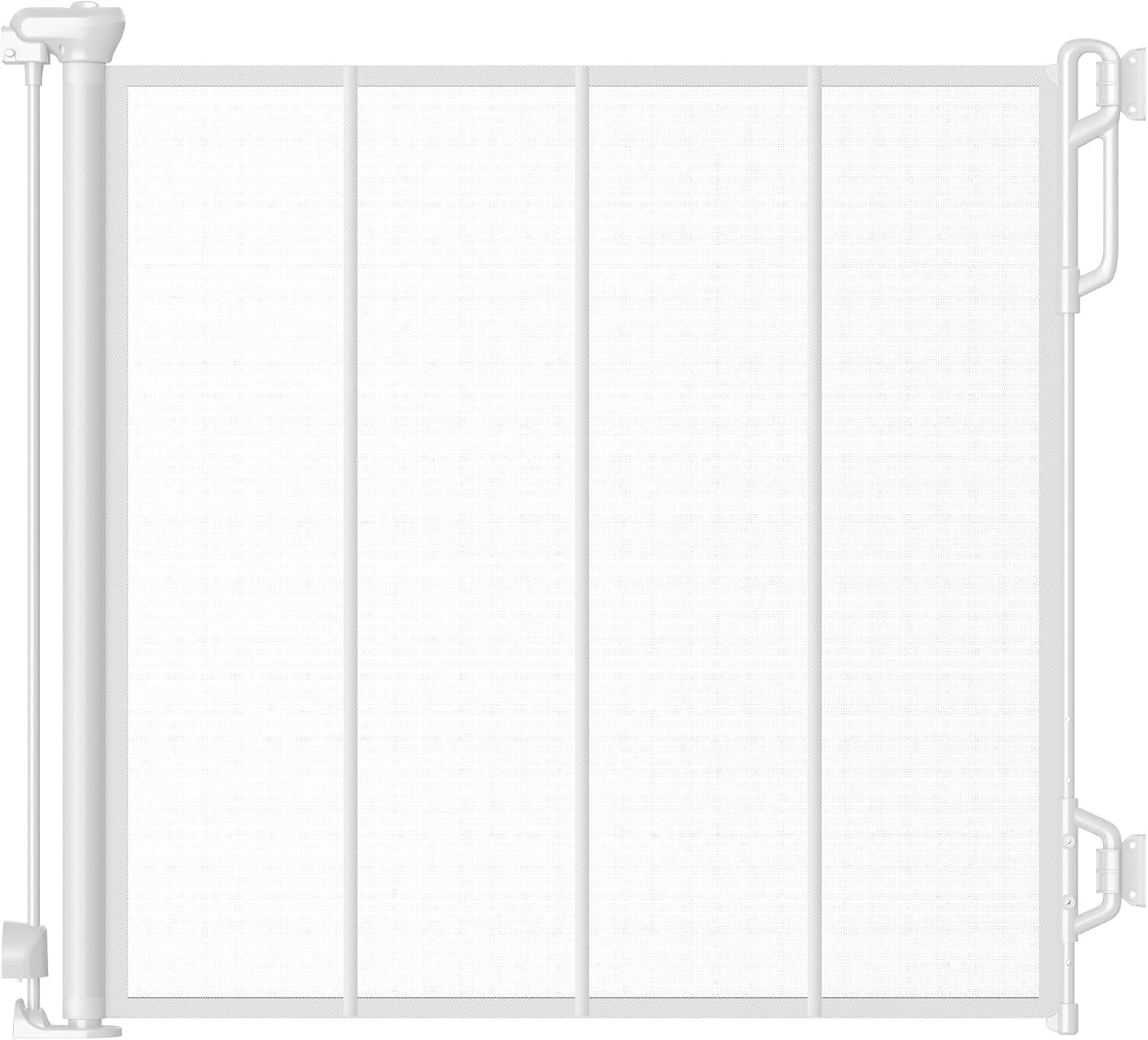 SPACEANY Reinforced Retractable Baby Gate or Mesh Dog Gate,Easy to Use for Stairs, Doorways, Hallways, Indoor, Outdoor, Wide Pet Gate 33.5″ Tall, Extends to 55″ Wide, White