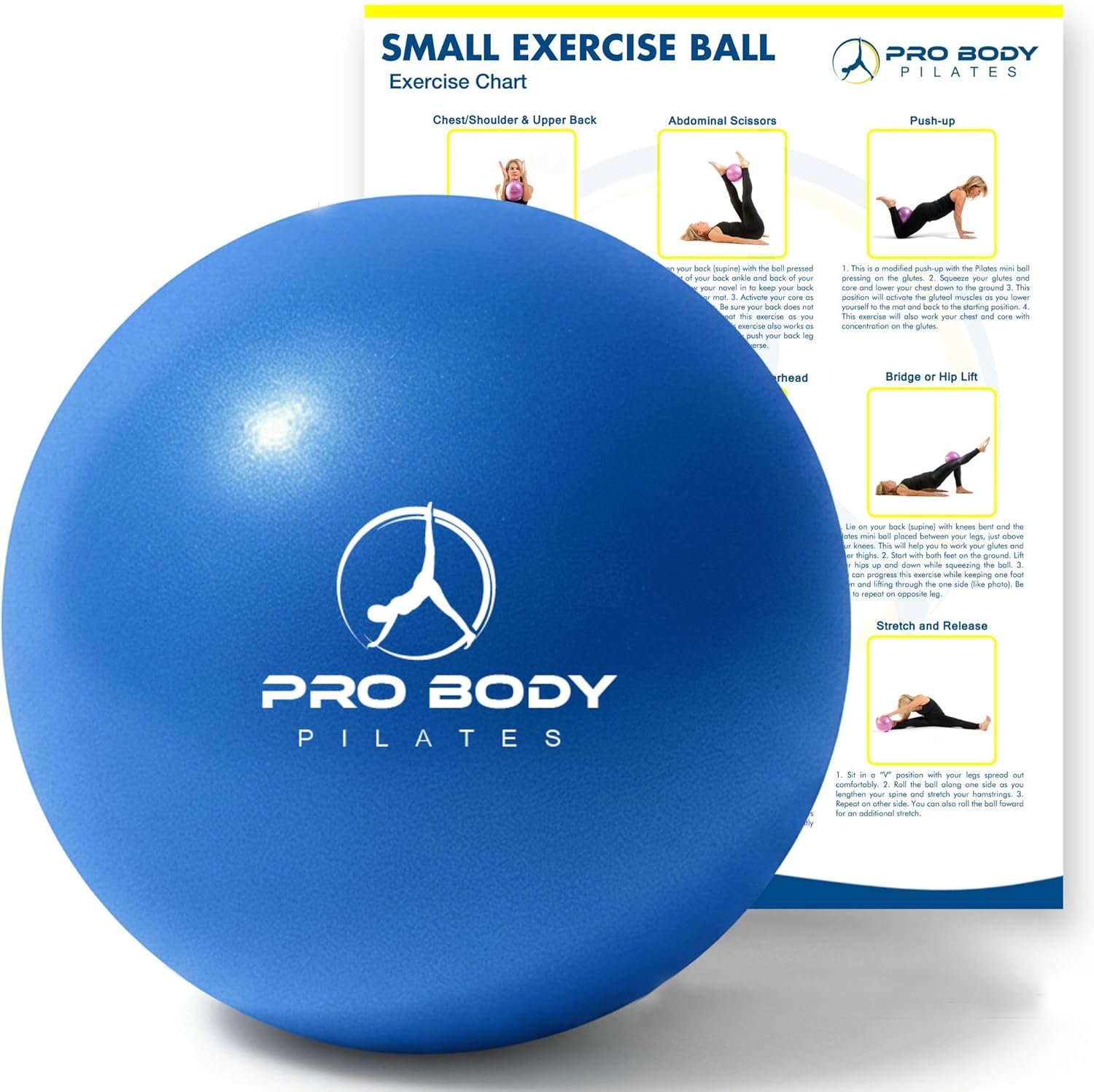 ProBody Pilates Small Exercise Ball – 9 Inch Workout Ball for Stability, Barre, Yoga, Core & Physical Therapy