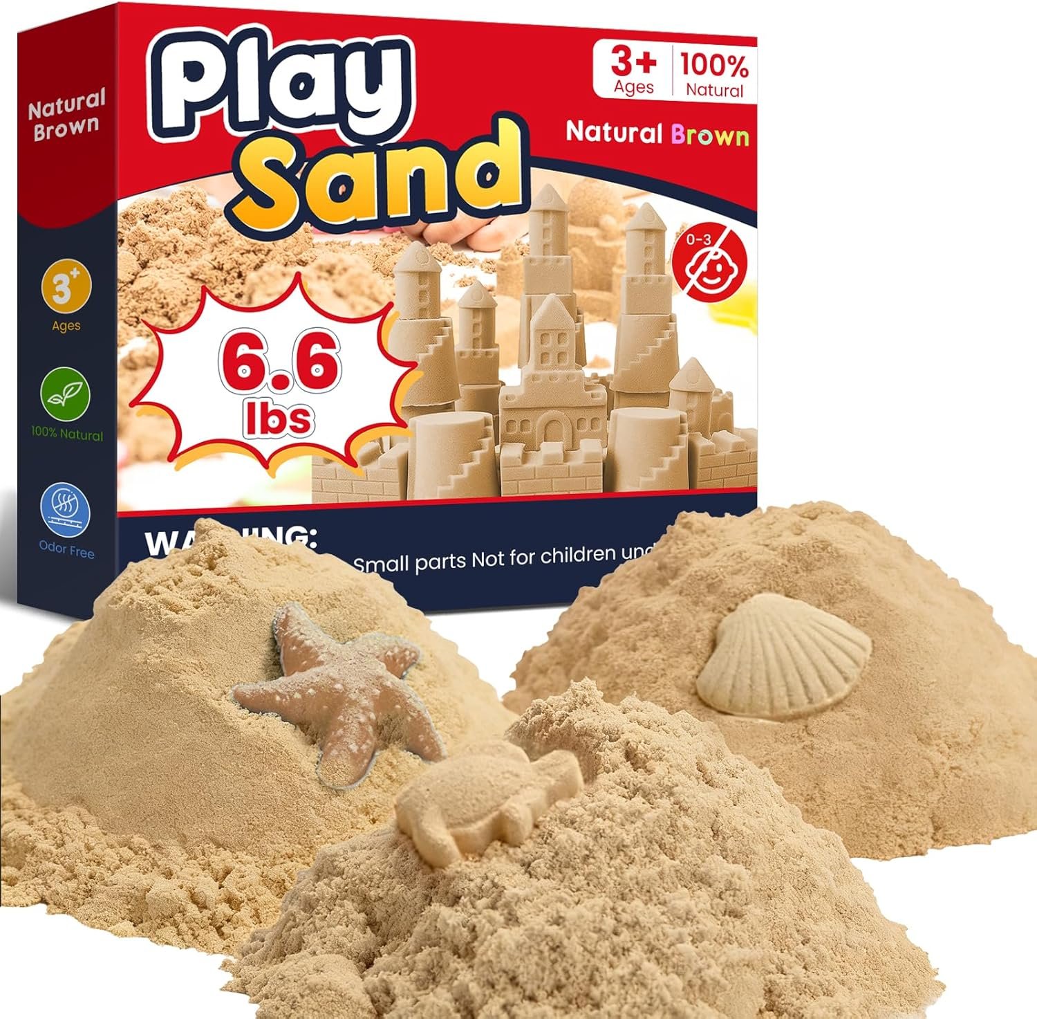 FURWEY 6.6lbs Play Sand, Natural Brown Sensory Sand,Suitable for Children to Shaping, Squeezing and Sculpting（Without Molds）