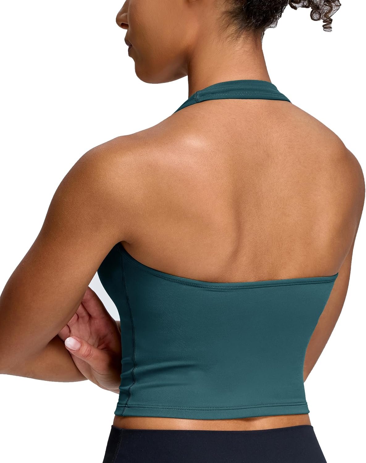 Oalka Women’s Halter Sports Bra Longline Yoga Bra Gym Cropped Shirt Workout Tank Tops