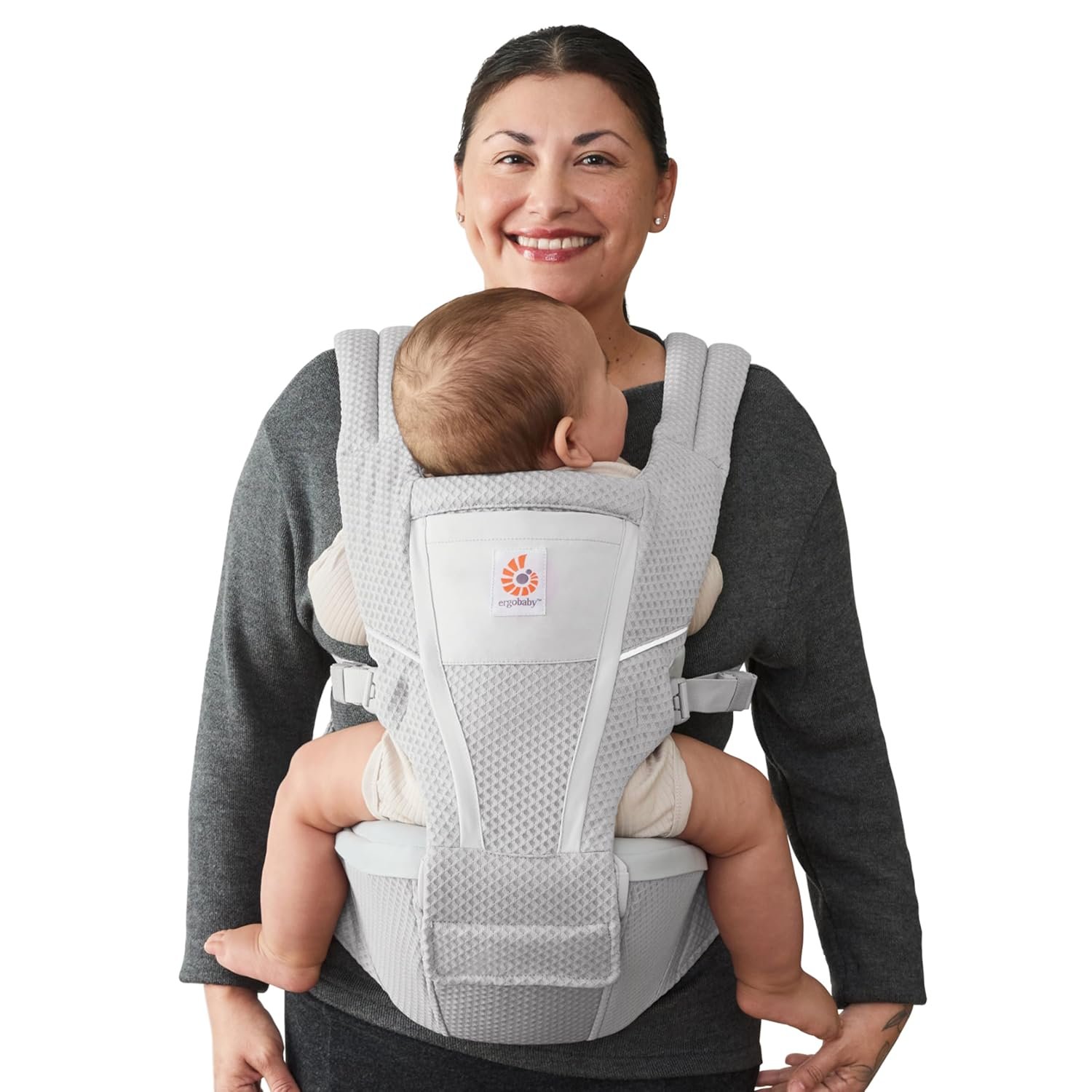 Ergobaby Alta Hip Seat Baby Carrier for Babies and Toddlers 4-48 Months (12-45 lbs) – 3-Position Convertible Ergonomic Baby Carrier with Storage Pocket, Sun Hood, Hip-Healthy Positioning – Pearl Grey