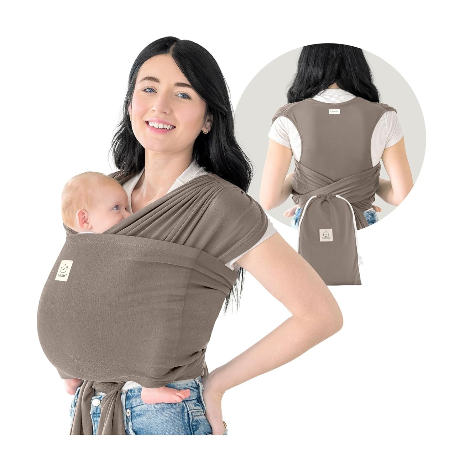 KeaBabies Baby Wrap Carrier Ring Sling – Easy to Wear, Adjustable D-Lite Baby Carrier Newborn to Toddler, Infant Carrying Shirt, Hands Free Bonding, Breathable Fabric Wearing Wrap (Copper Gray)