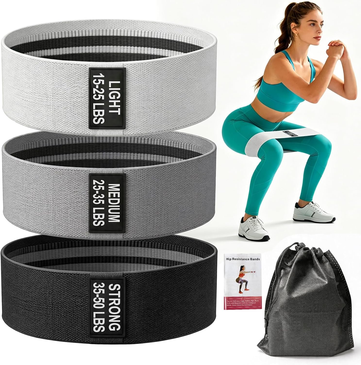TEAWOO Resistance Bands Set for Working Out: 3 PCS Professional Exercise Bands for Yoga, Pilates, Booty, Leg Training |Fabric Stretch Bands for Women Men Home Gym