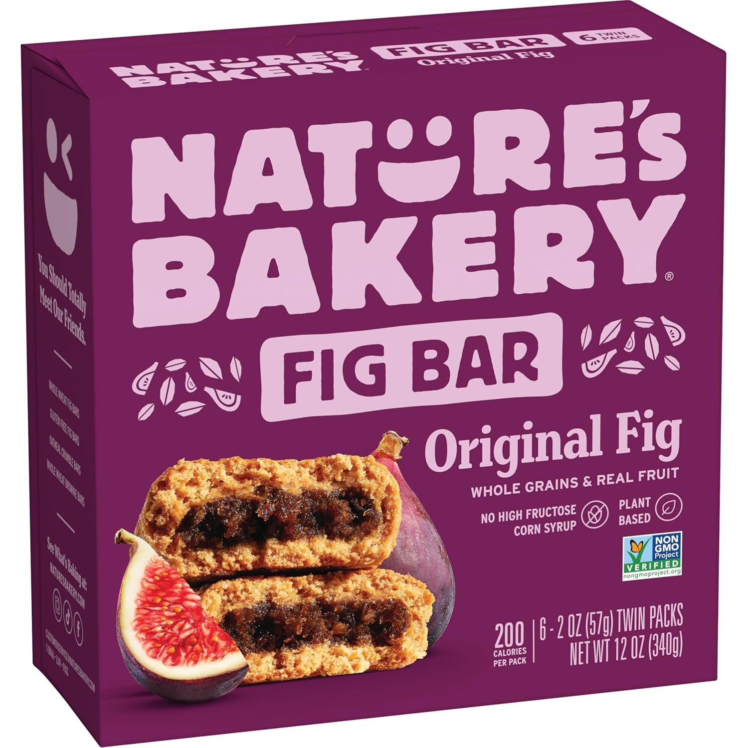 Nature’s Bakery Whole Wheat Fig Bars, Original Fig, Real Fruit, Vegan, Non-GMO, Snack Bar, 1 box with 6 twin packs (6 twin packs)