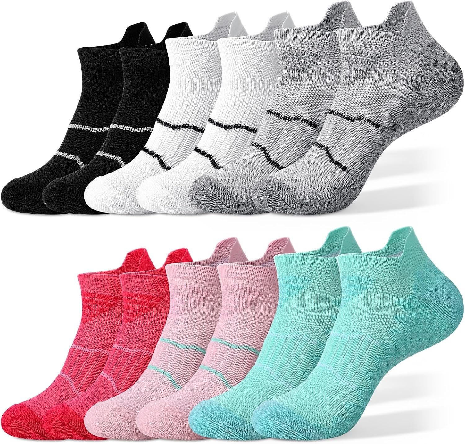 Running Ankle Socks for Women, Lightweight Breathable Athletic Cotton Sock Mesh Low Cut Socks with Tab Sizes 6-9