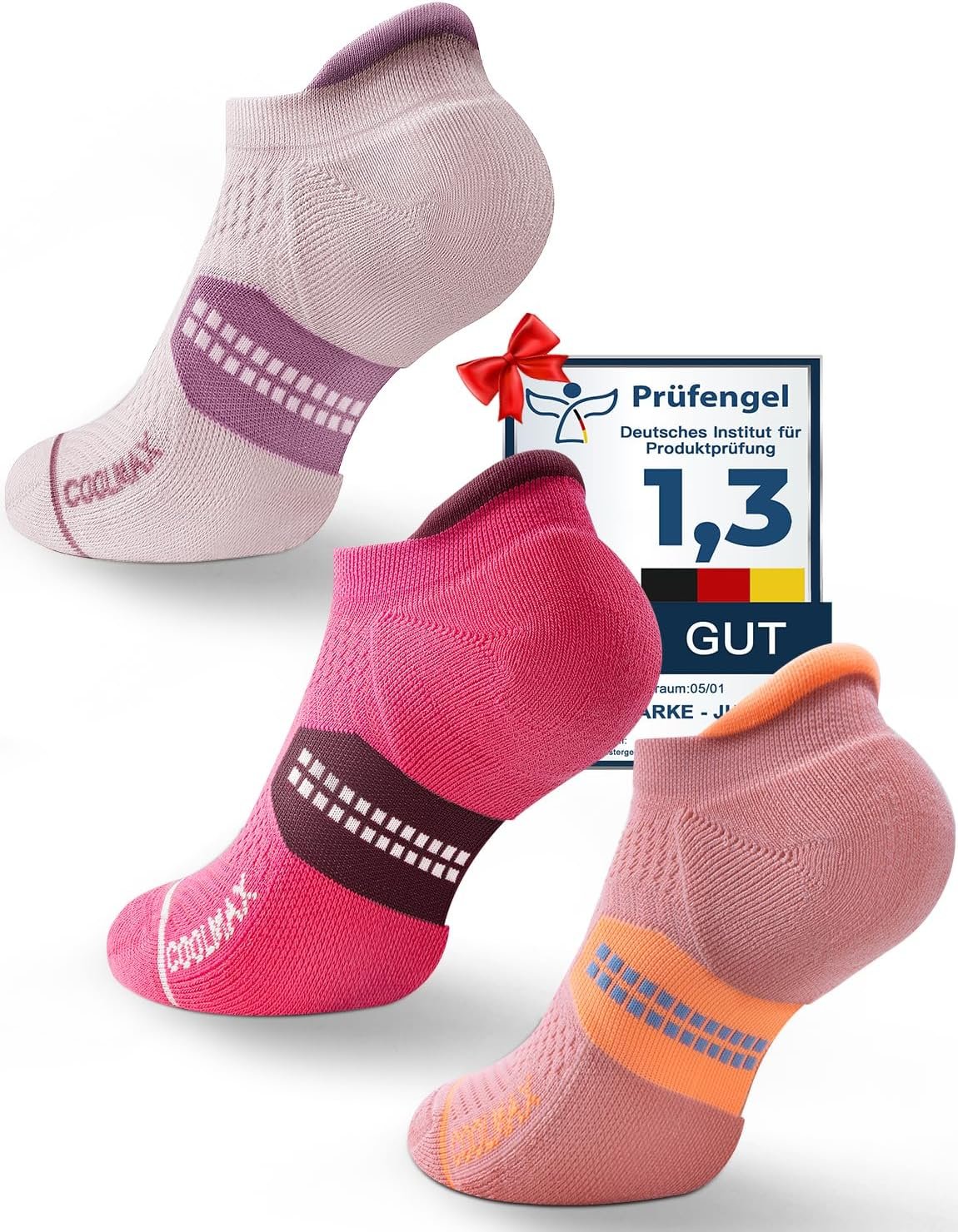 Juclise Coolmax Bamboo Viscose Compression Running No Show Athletic Socks, Anti Blister Moisture Wicking