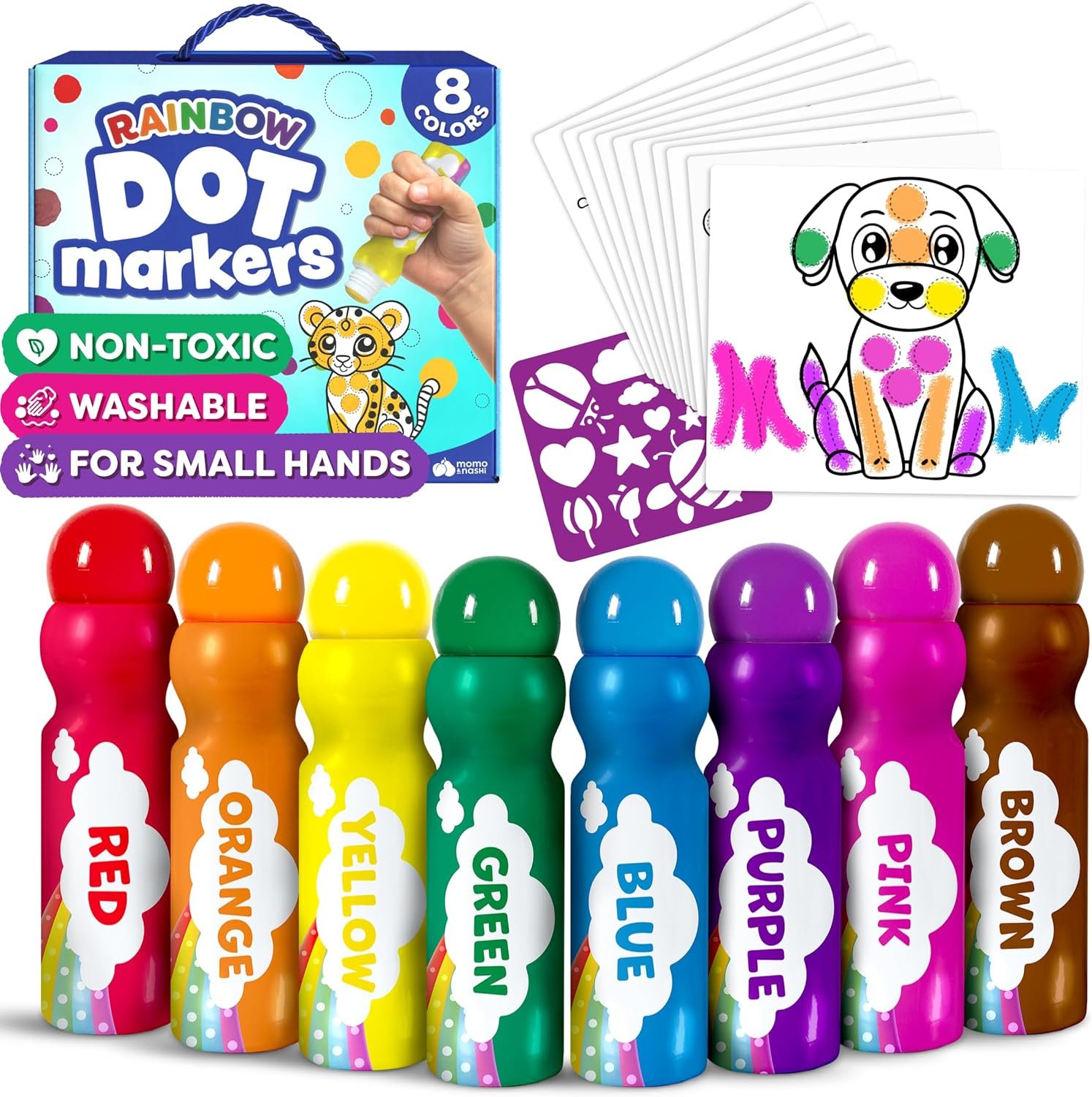 Dot Markers For Toddlers 1-3 – Dot Art Paints Washable For Kids – Includes Printed & PDF Coloring Sheets – Toddler Arts And Crafts – Preschool Learning Activities – Bingo Daubers For Toddlers 2-4