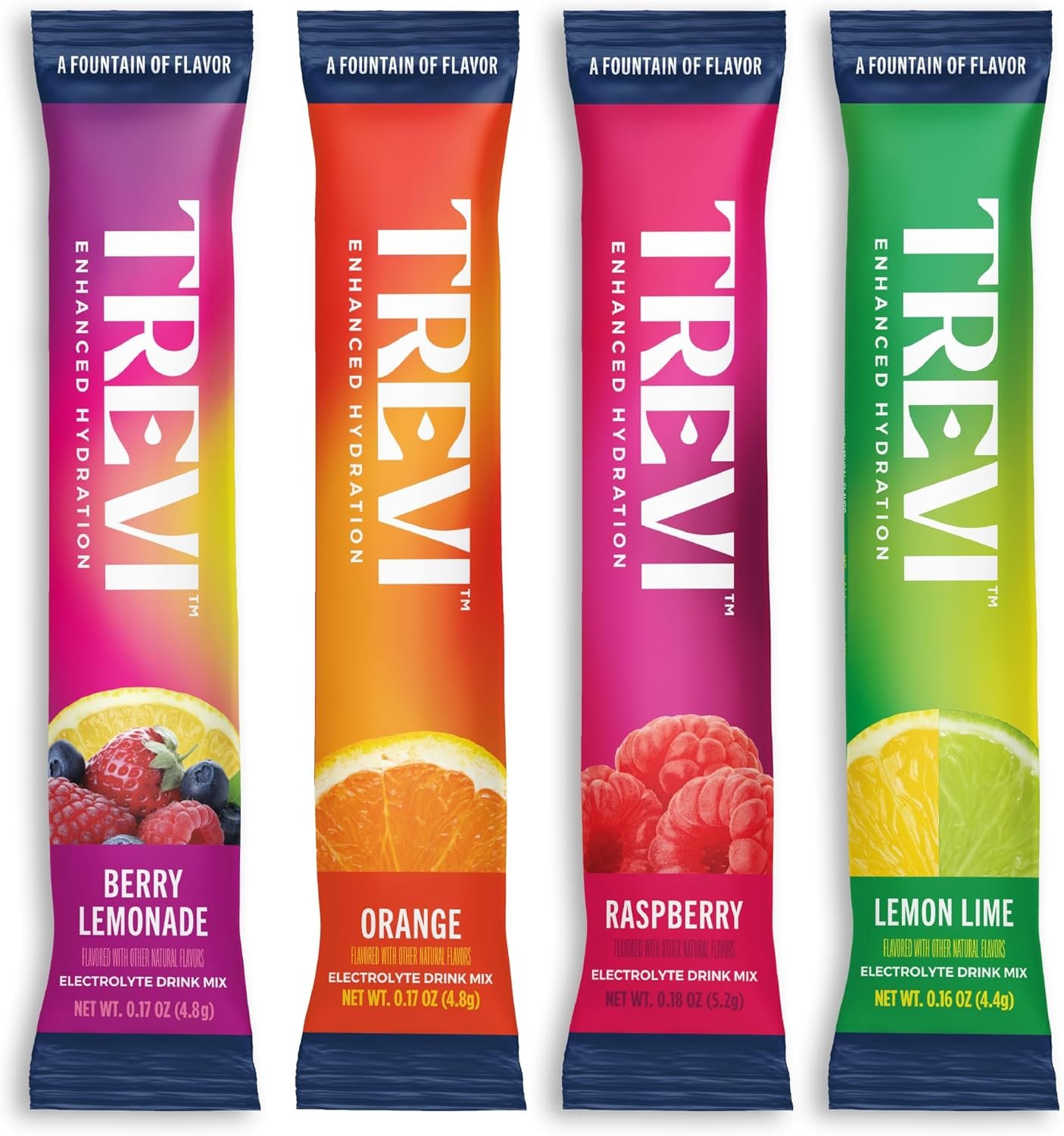 TREVI™ Everyday Sugar Free Electrolytes – Essential Drink Mix Hydration Powder Packets – 28 Count – Original Variety Pack – Berry Lemoande, Lemon Lime, Raspberry, Orange