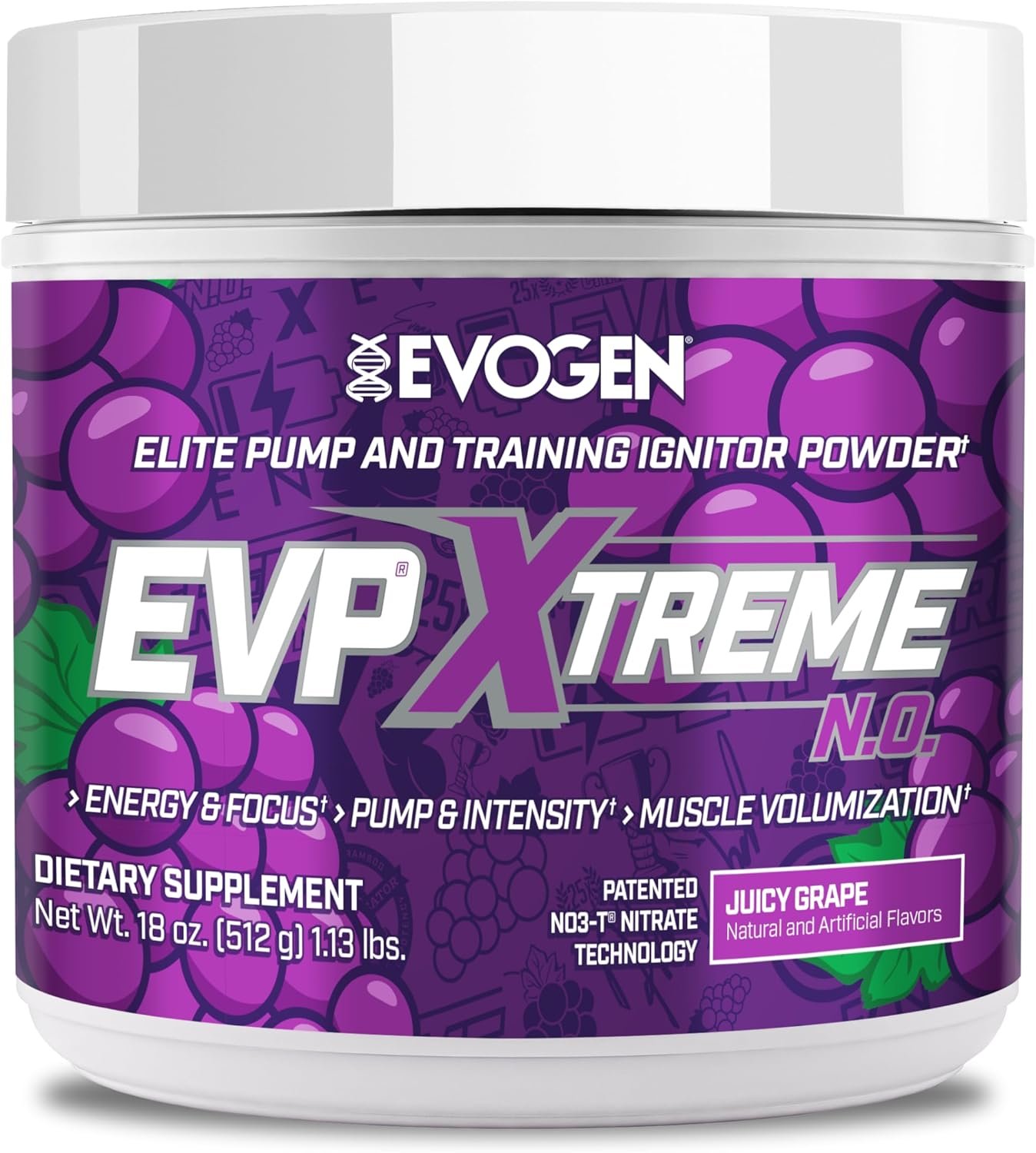 Evogen EVP Xtreme NO – Pre Workout Powder for Men & Women | Sugar Free Preworkout with Beta Alanine, Creatine, and Caffeine for Energy & Pump | Juicy Grape | 40 Servings