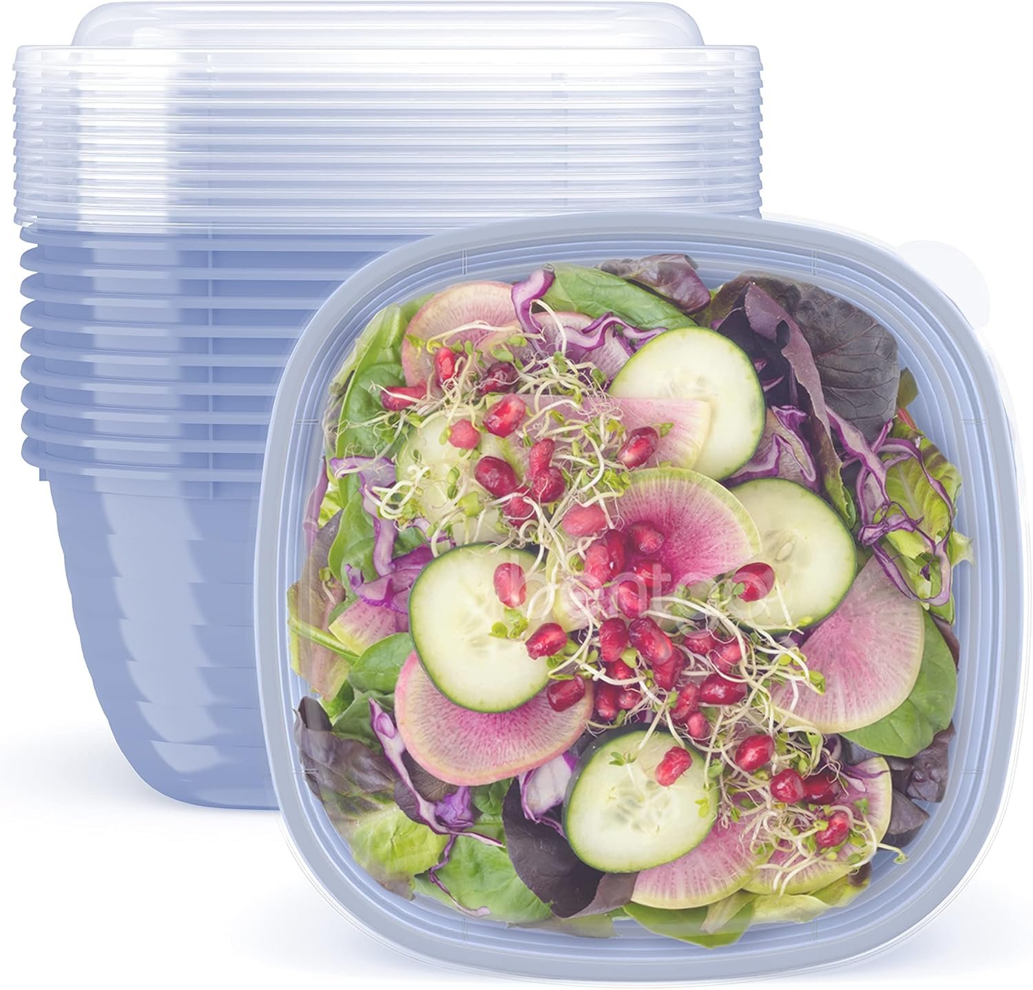 Bentgo Prep – 1-Compartment Bowls with Custom Fit Lids – Reusable, Microwaveable, Durable, PFAS & BPA-Free, Freezer and Dishwasher Safe Meal Prep Food Storage – 10 Bowls & 10 Lids (Periwinkle)