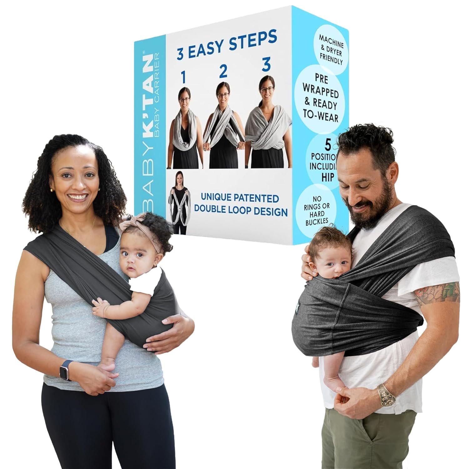Active Yoga Baby K’tan Baby Carrier Wrap: #1 Easy Pre-Wrapped Baby Sling | Soft Yoga Fabric | UVA/UVB Infant Sun Protection | Breathable Quick Drying | Newborn to Toddler up to 35lb (See Size Chart)